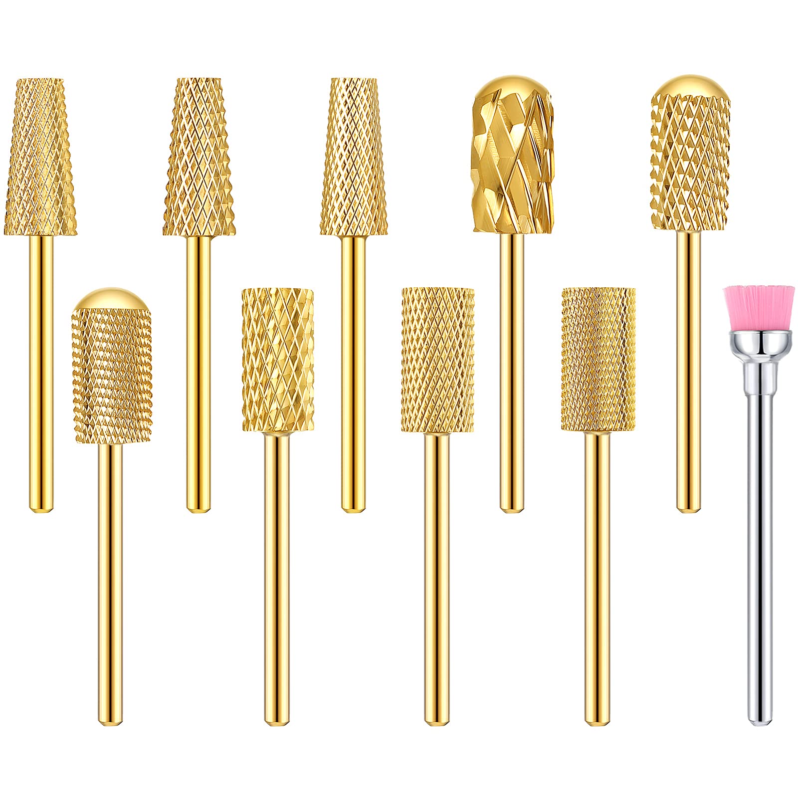 10 Pcs Nail Drill Bits Set, Tungsten Carbide Nail Bits for Nail Drill, Remove Acrylic Nail Gel Nail Polish, 3/32 Inch Bits Manic