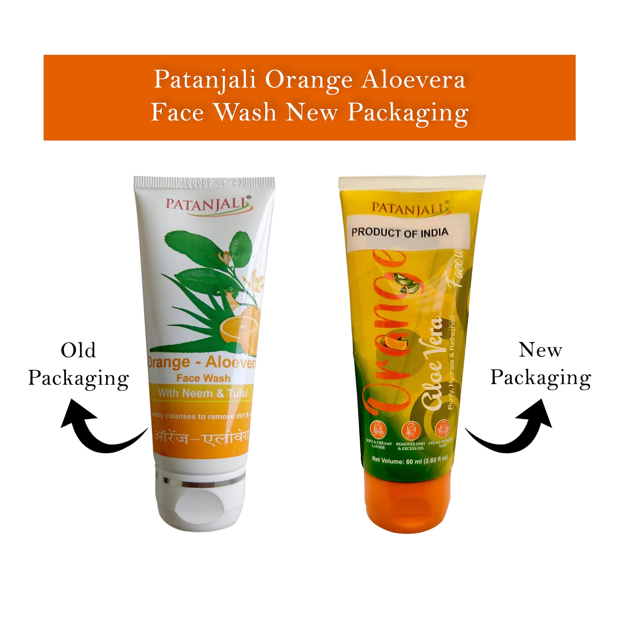 Patanjali Face Wash - Orange And Aloevera, 60g / 2.02 fl oz - (Pack of 3)