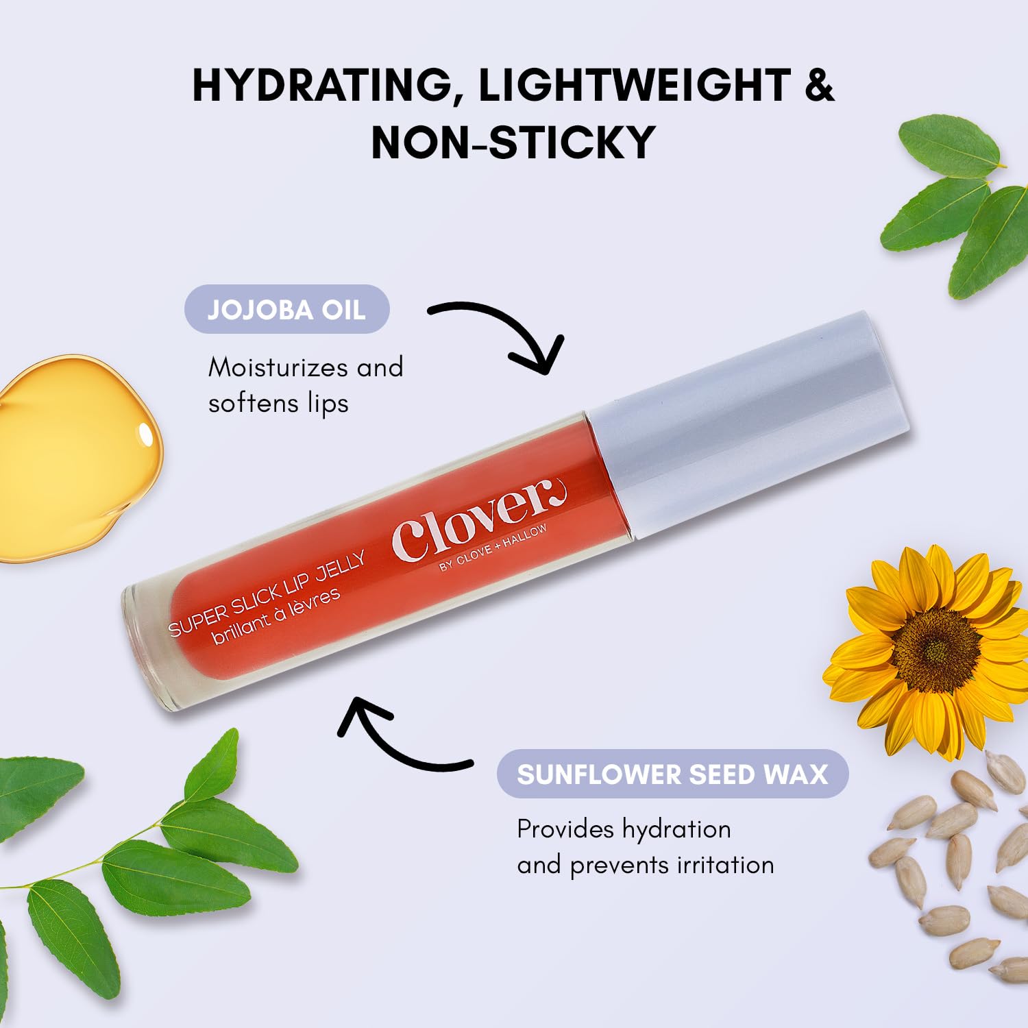 Clover Super Slick Lip Gloss | Non Sticky Lip Jelly, Moisturizing And Hydrating Pigmented Lip Gloss | Cruelty-Free & Vegan Lip M