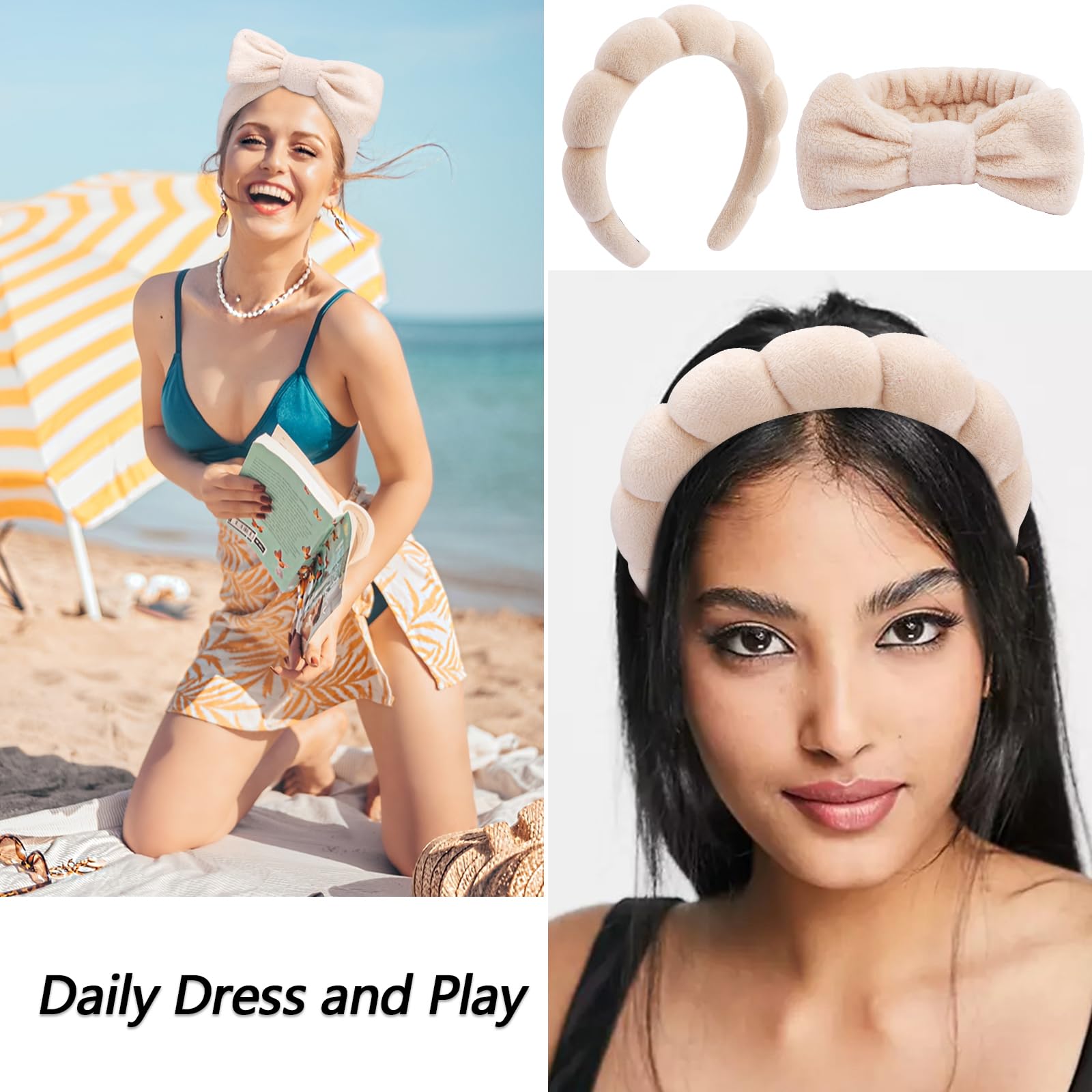 VELSCRUN 6 Pack Makeup and Skincare Headbands, Brown Microfiber Hair Accessories for Women