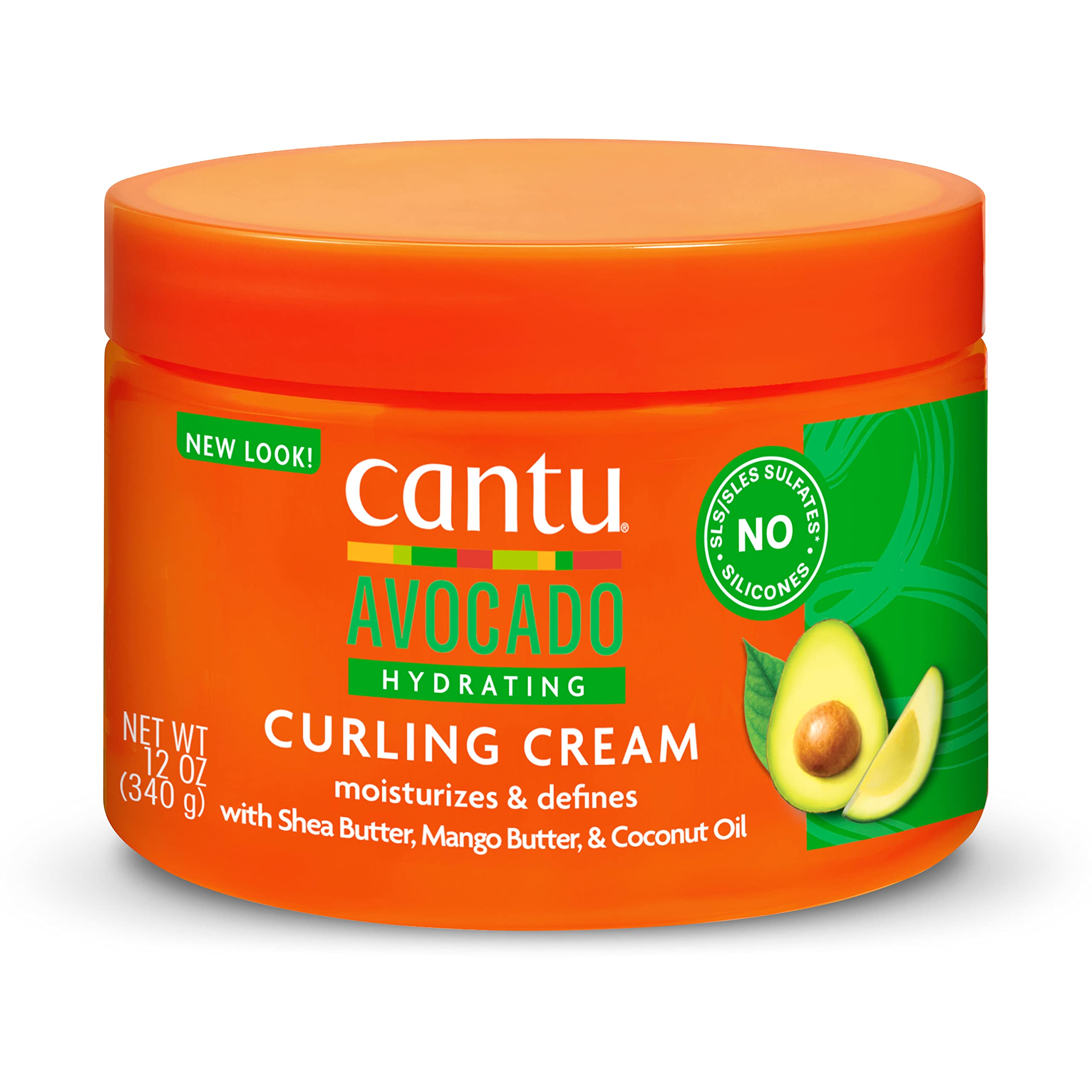 Cantu Avocado Curling Cream with Shea Butter, Mango Butter, & Coconut Oil, 12 Ounce