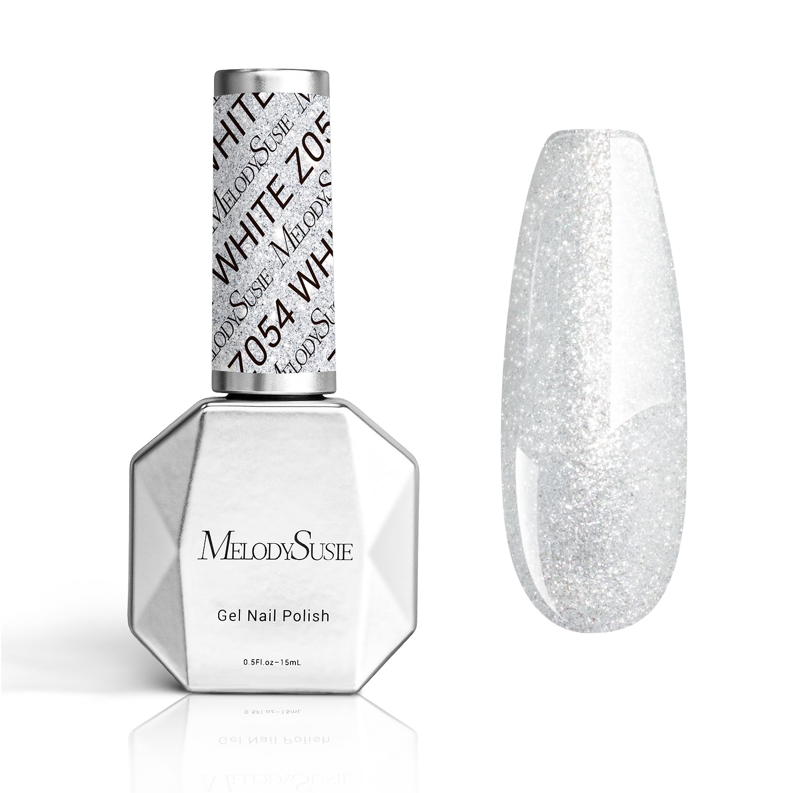 MelodySusie Thick White Glitter Gel Nail Polish,0.5fl oz Soak Off UV LED Sparkle Pure White Glitter Gel Polish Gift for Women Na