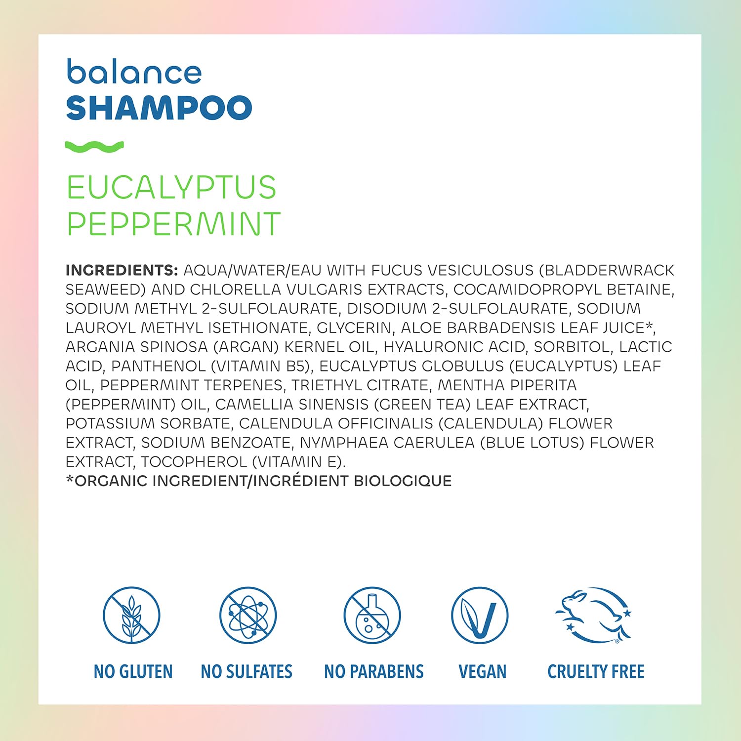 Seaweed Bath Co. Balance Shampoo, Eucalyptus Peppermint Scent, 12 Ounce, Sustainably Harvested Seaweed, Pro Vitamin B5, For Norm