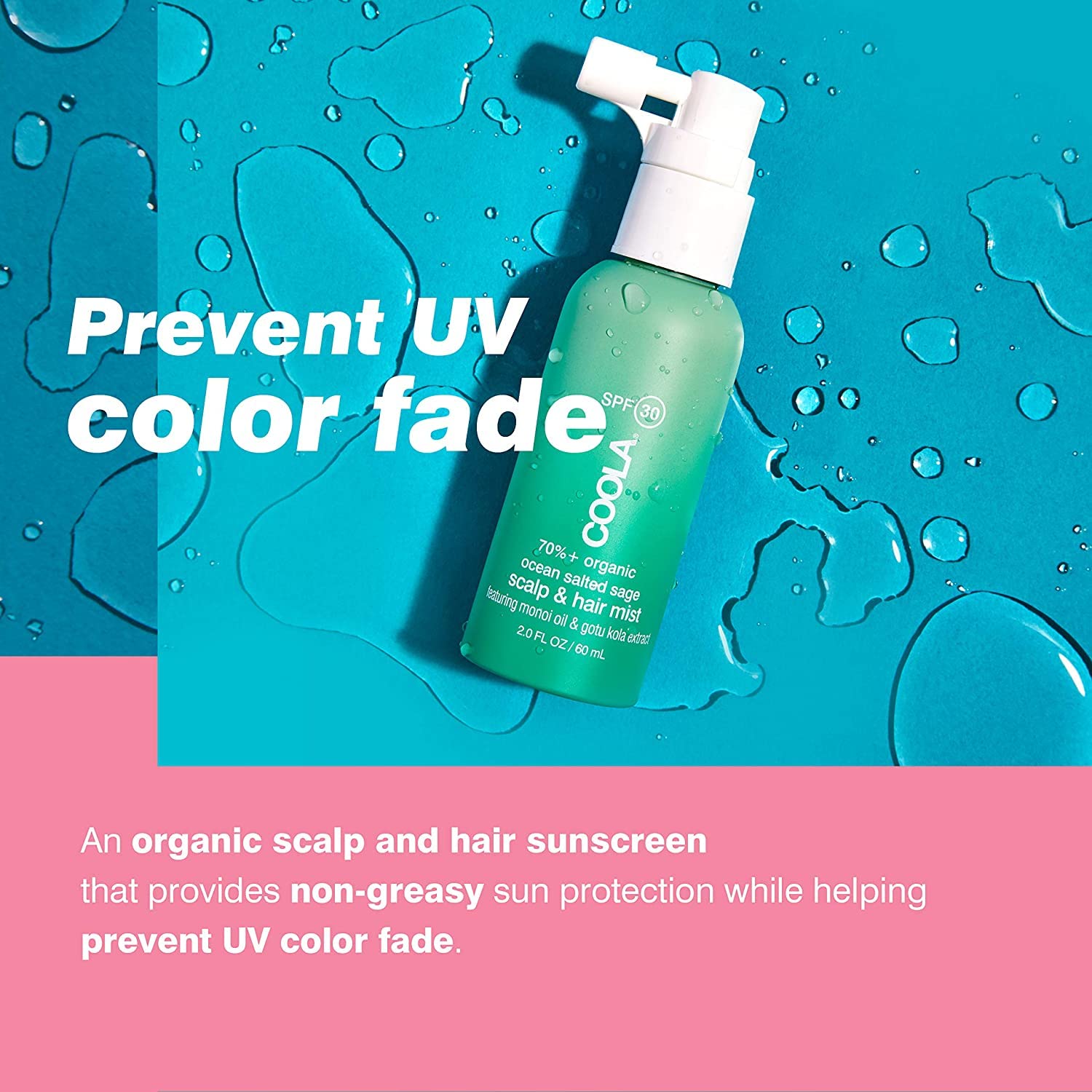 Coola Organic Scalp Spray & Hair Sunscreen Mist With Spf 30, Dermatologist Tested Hair Care For Daily Protection, Vegan And Glut