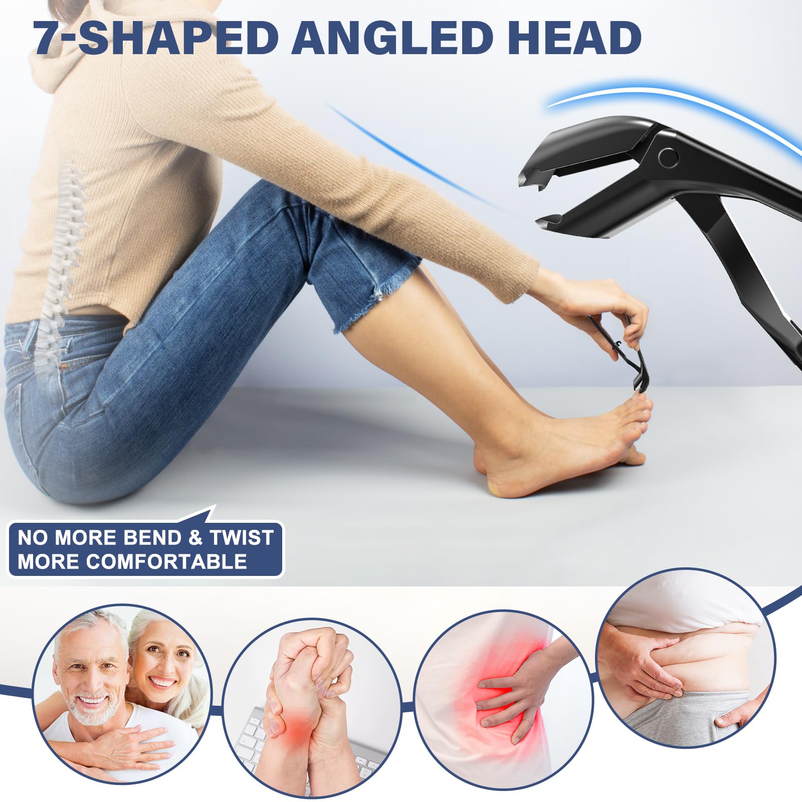 Toenail Clippers For Thick Toenails For Seniors, Angled Head Large Toe Nail Clippers Set For Men, Heavy Duty Ingrown Toenail Cli