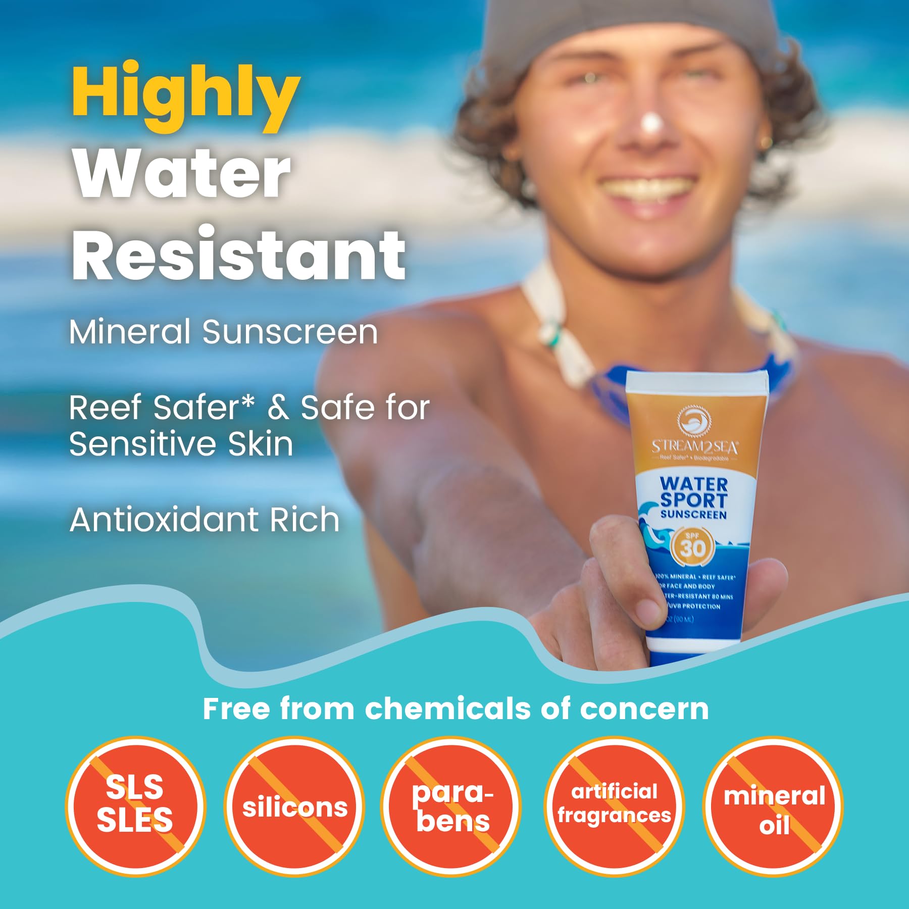 STREAM 2 SEA SPF 20 Tinted Sunscreen Biodegradable and Reef Safe, 1 Fl oz Travel Size Pack of 3, Paraben Free Non Greasy and Moi
