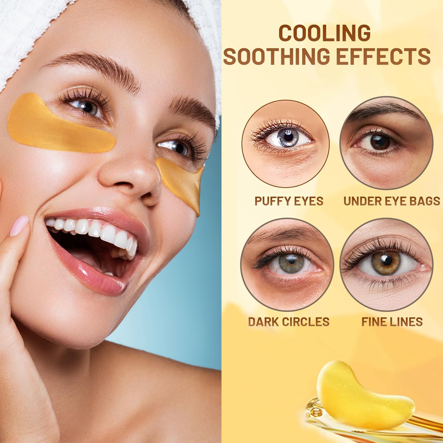 30 Pairs Lip Masks & Eye Mask, 24K Gold Gel Crystal Collagen Eye Patches For Puffy Eyes, Moisturizing Lip Mask Crystal Lip Pads,
