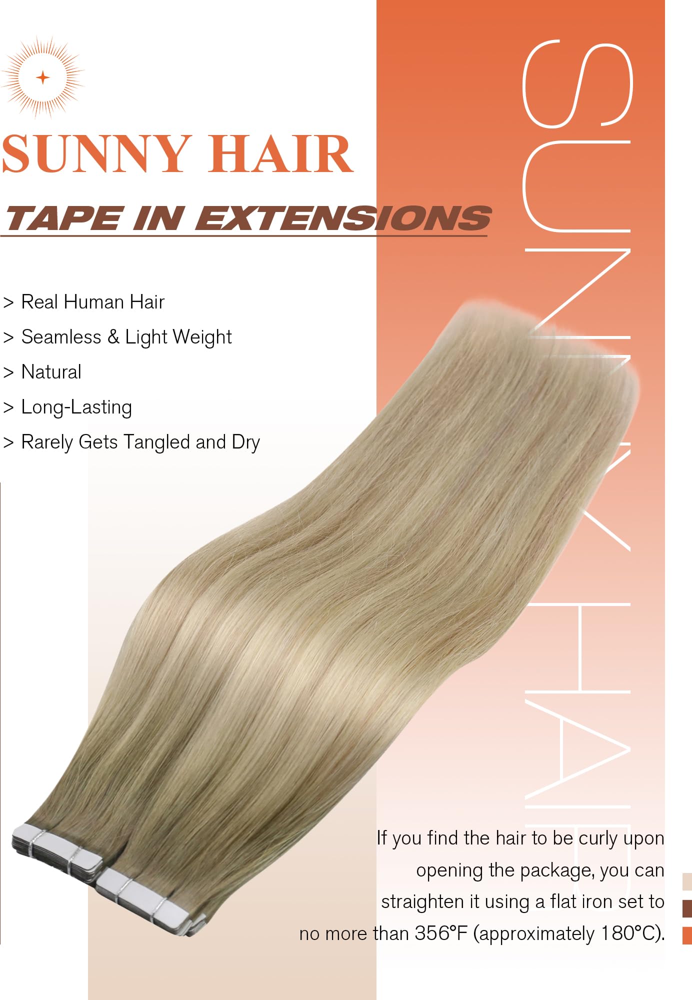Sunny Hair Tape in Hair Extensions Real Human Hair Invisible Remy Hair Extensions Tape ins for Women Ash Blonde Root to Platinum