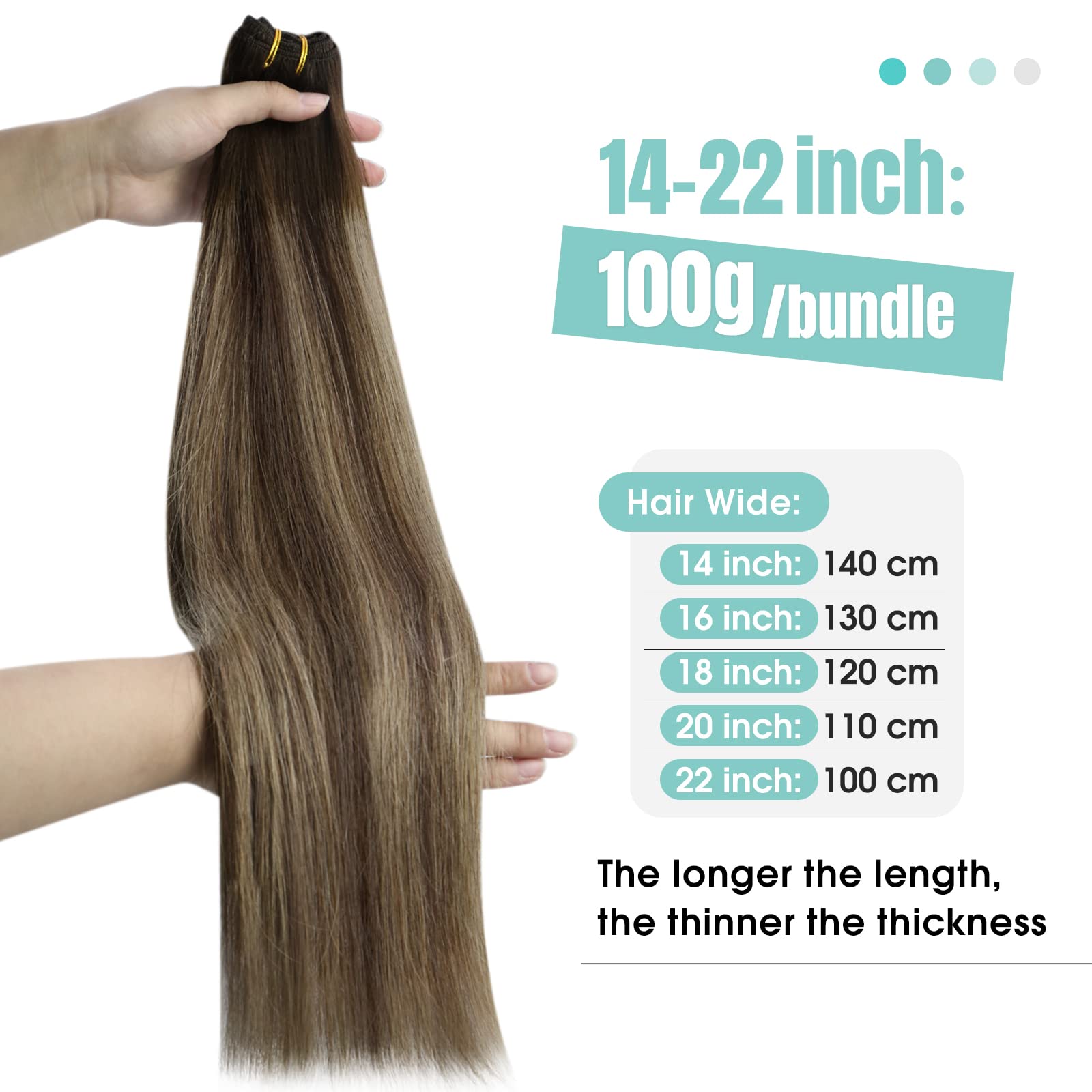 Youngsee Weft Hair Extensions 24 Inch Balayage Hair Extensions Wefts Dark Brown Fading To Caramel Blonde Mix Brown Balayage Hair