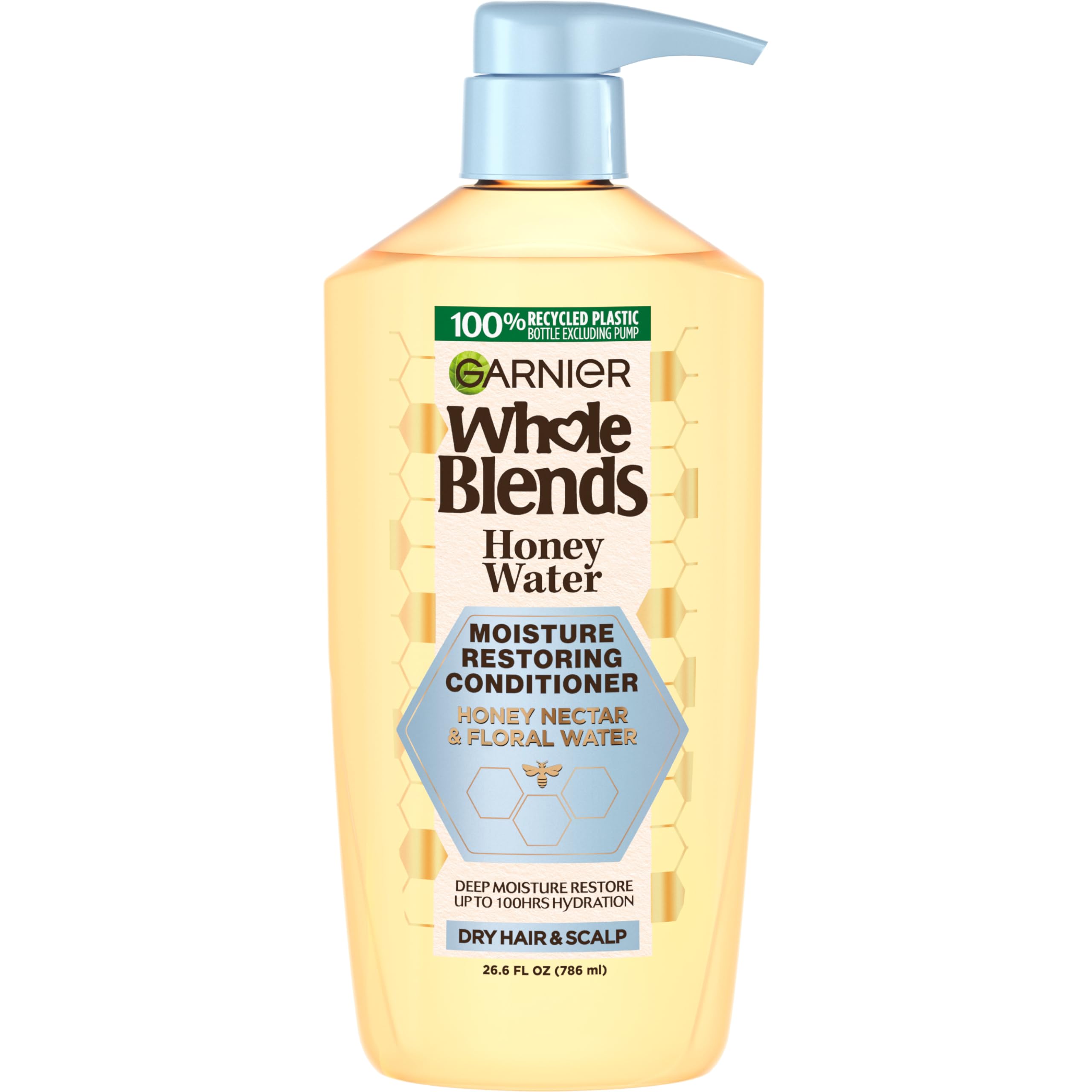 GARNIER Whole Blends Honey Water Moisture Restoring Conditioner, Hair Care for Dry Hair and Dry Scalp with Honey Nectar and Flor