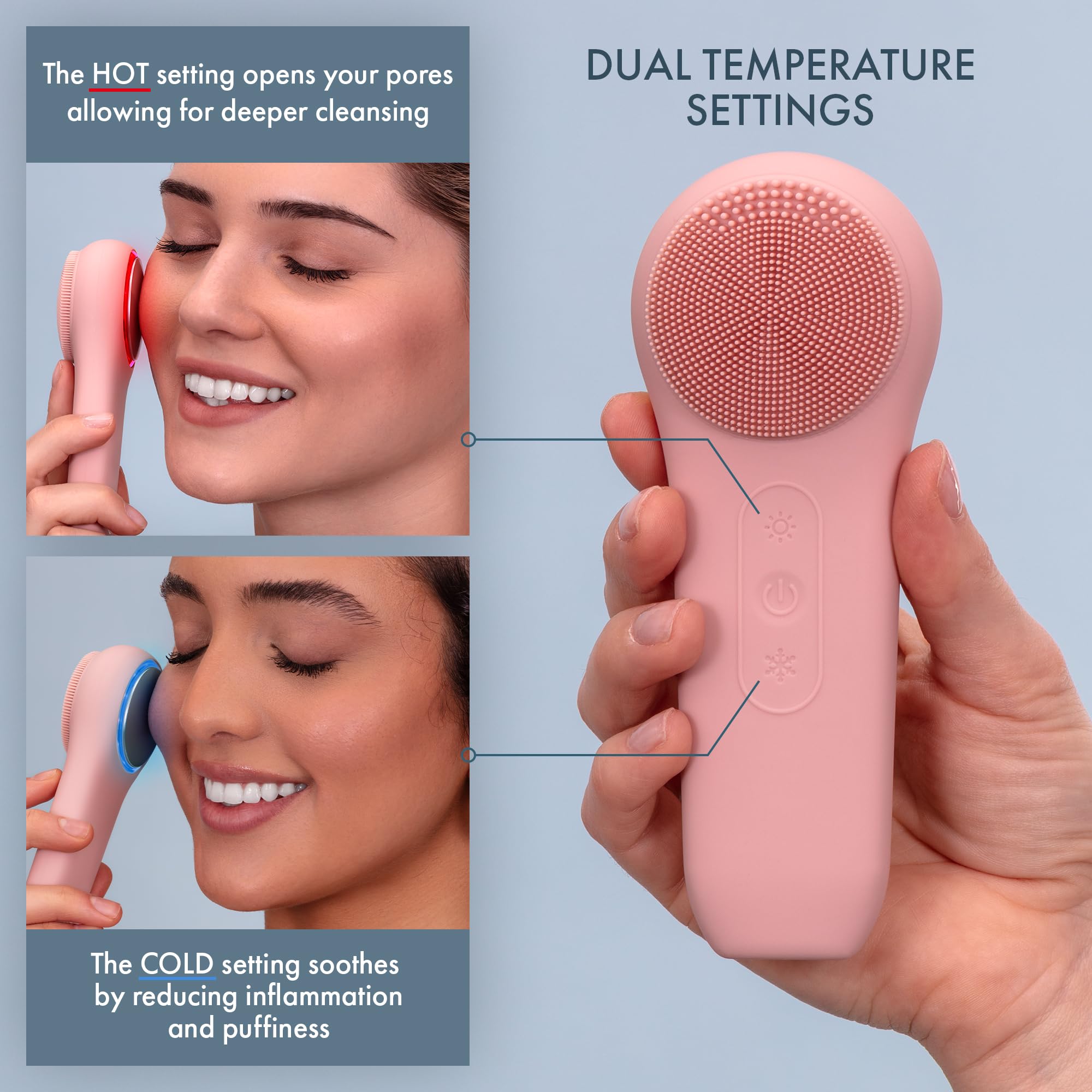 Facial Cleansing Brush, Rechargeable Electric Silicone Face Scrubber Exfoliator, Waterproof Silicone Face Brush Cleanser W/Fast