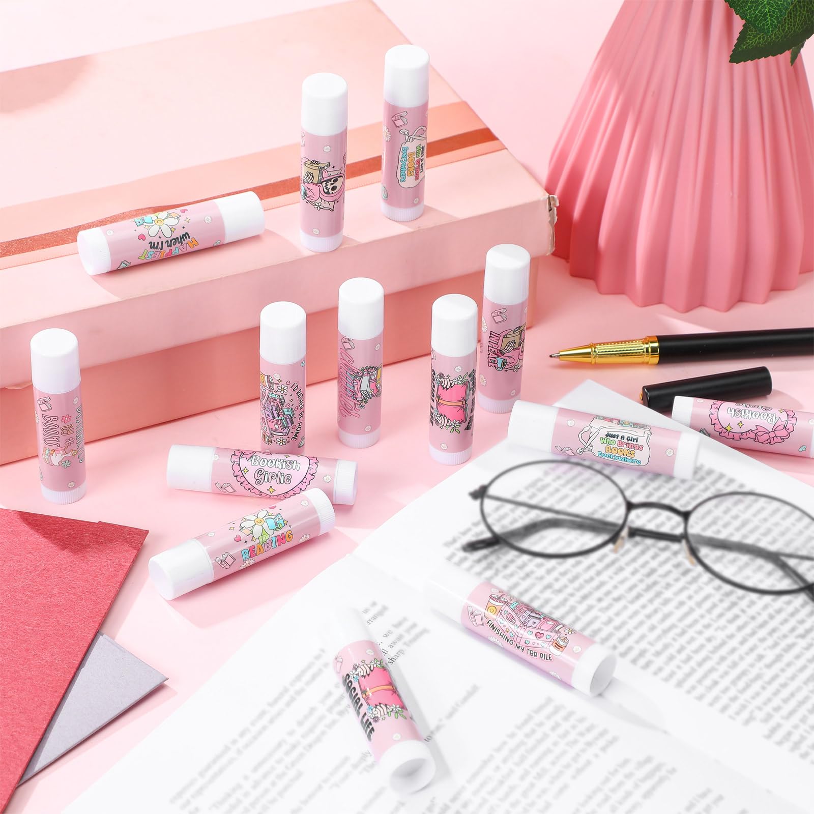 Heigble 32 Pcs Bookish Book Club Gifts Lip Balms Bulk Book Club Lover Bookish Party Favors Librarian Bookworms Readers Lip Balm