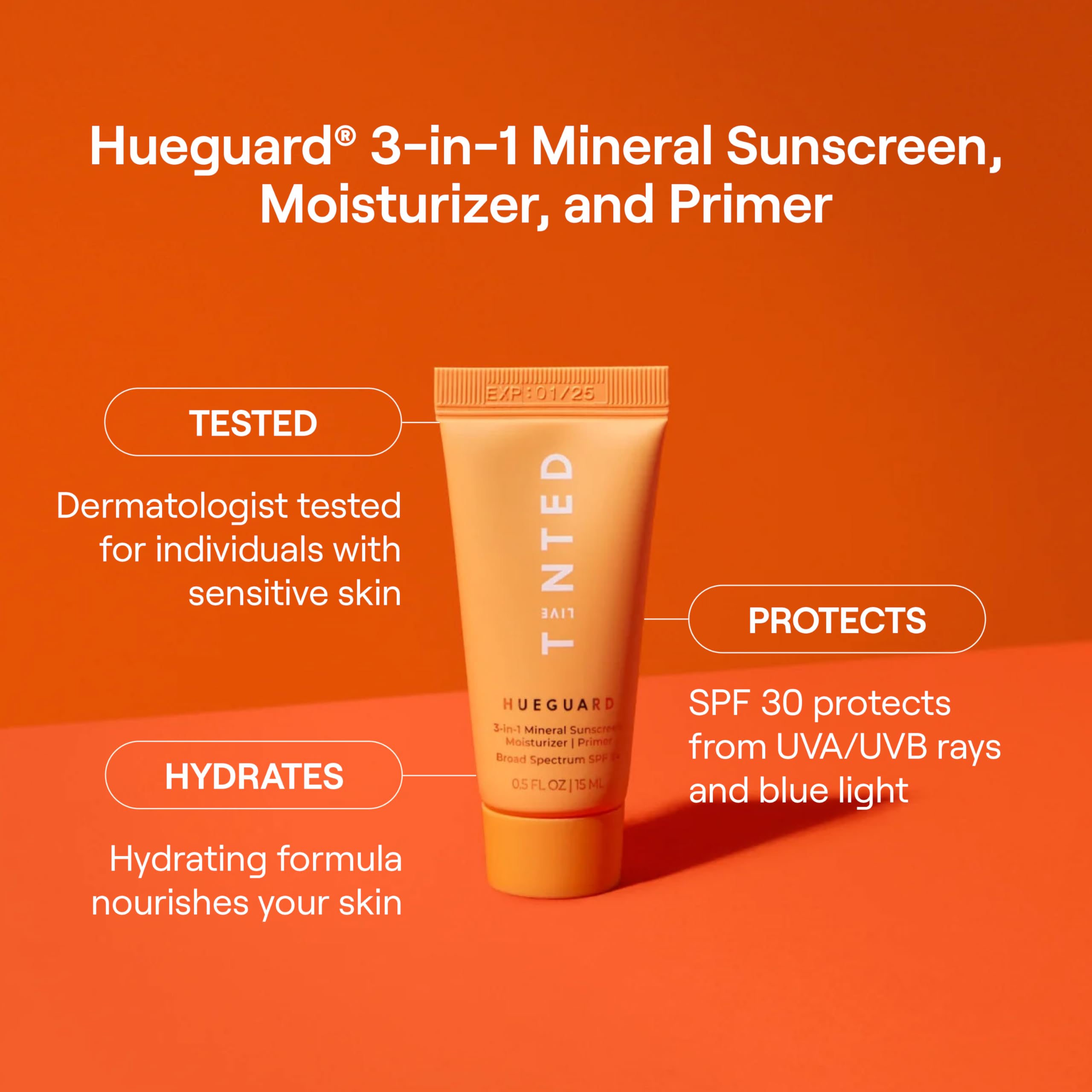 Live Tinted Hueguard Mini 3-In-1 Mineral Sunscreen, Moisturizer, & Primer For Face And Body - Hydrate And Protect The Skin Year