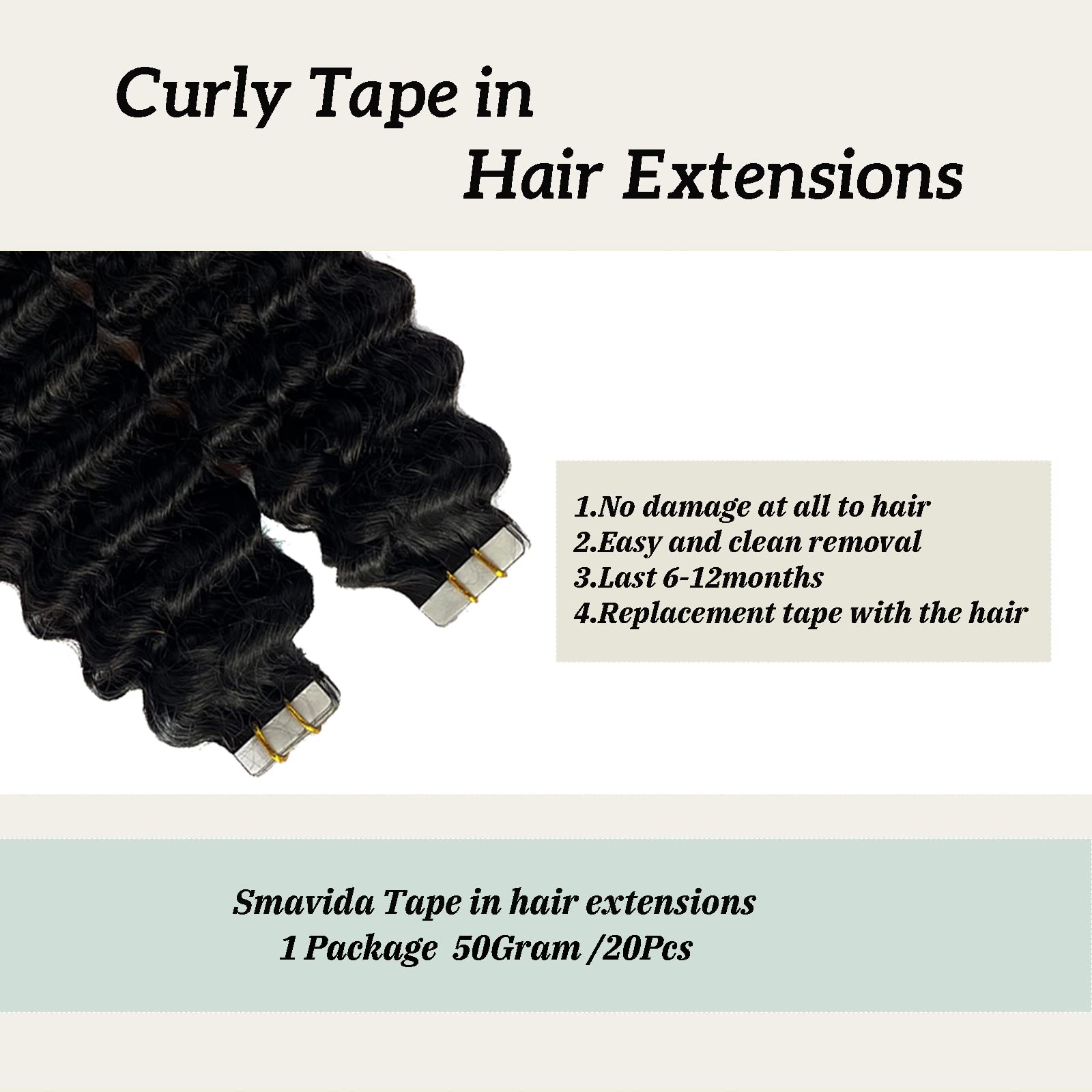 Curly Tape In Hair Extensions Human Hair Black Women Full Head Soft Curly Real Human Hair Tape Ins 16Inch 50Grams/20Pcs Pu Skin