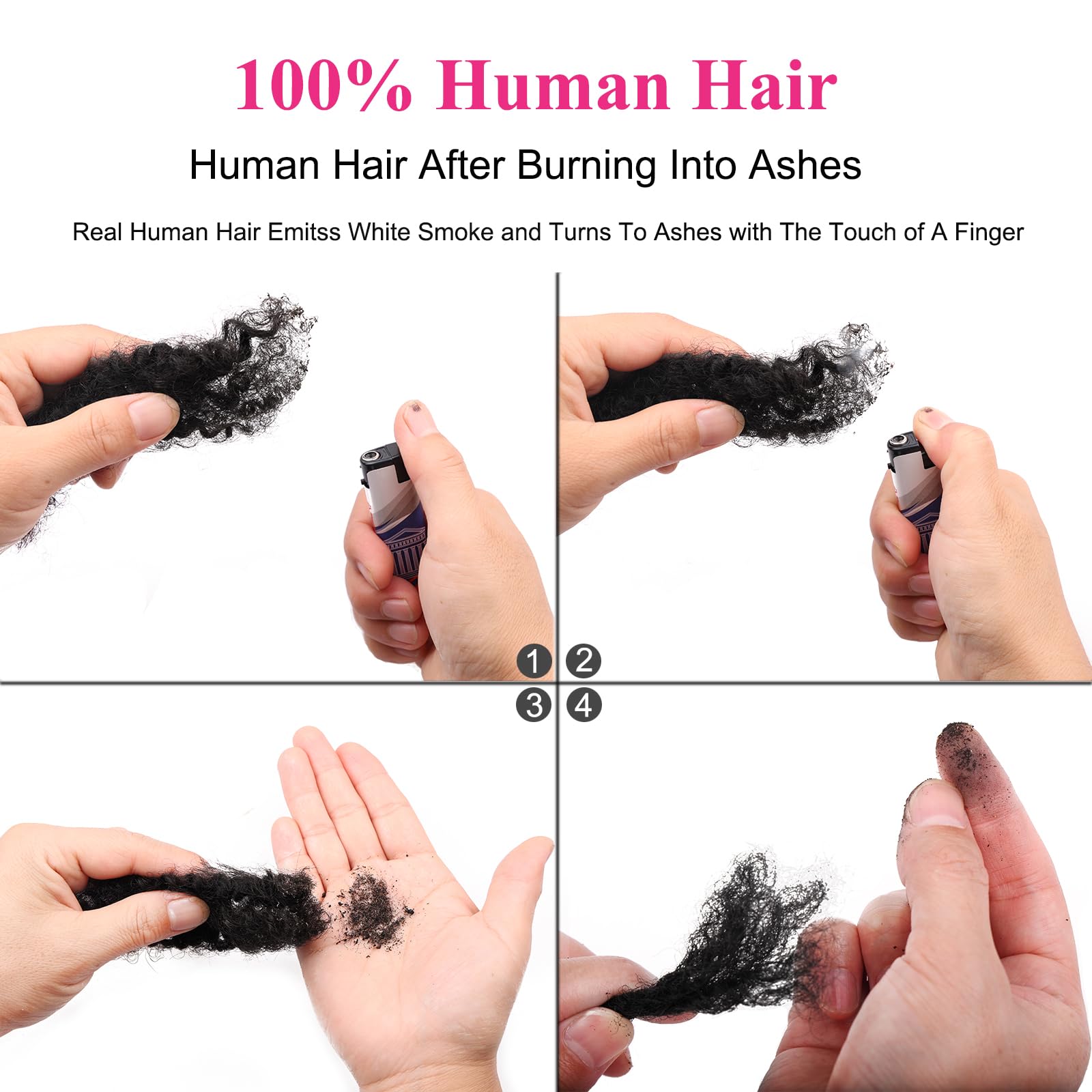 Unionbeauty Afro Kinky Bulk Human Hair For Braiding Dreadlock Extensions 1 Pack 100% Human Afro Kinky Hair Bulk Afro Kinkys Brai