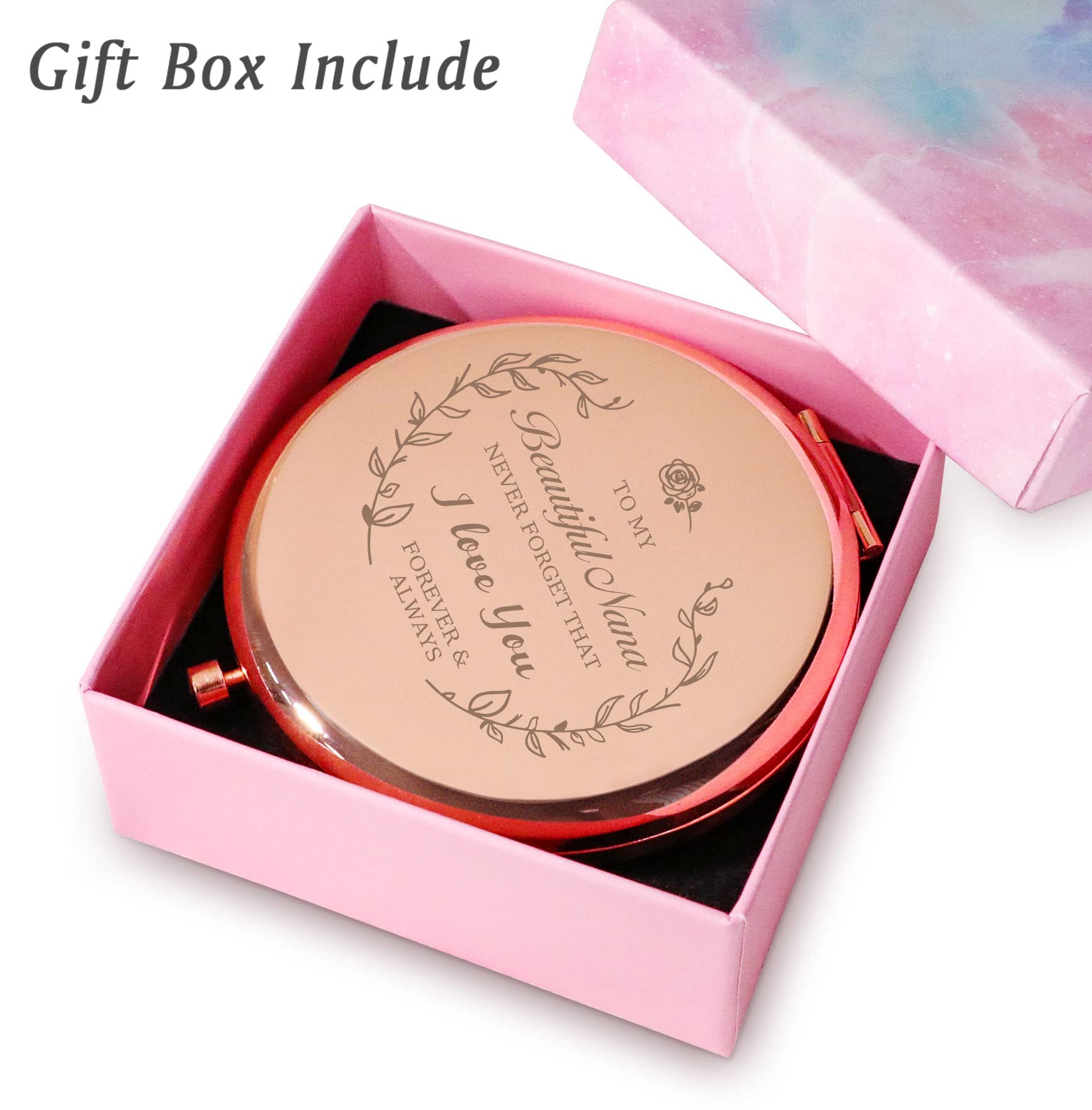 Mllxx Nana Gifts From Grandkids Granddaughter Grandson, I Love You Personalized Compact Mirrors Basket Stuffers For Grandmother