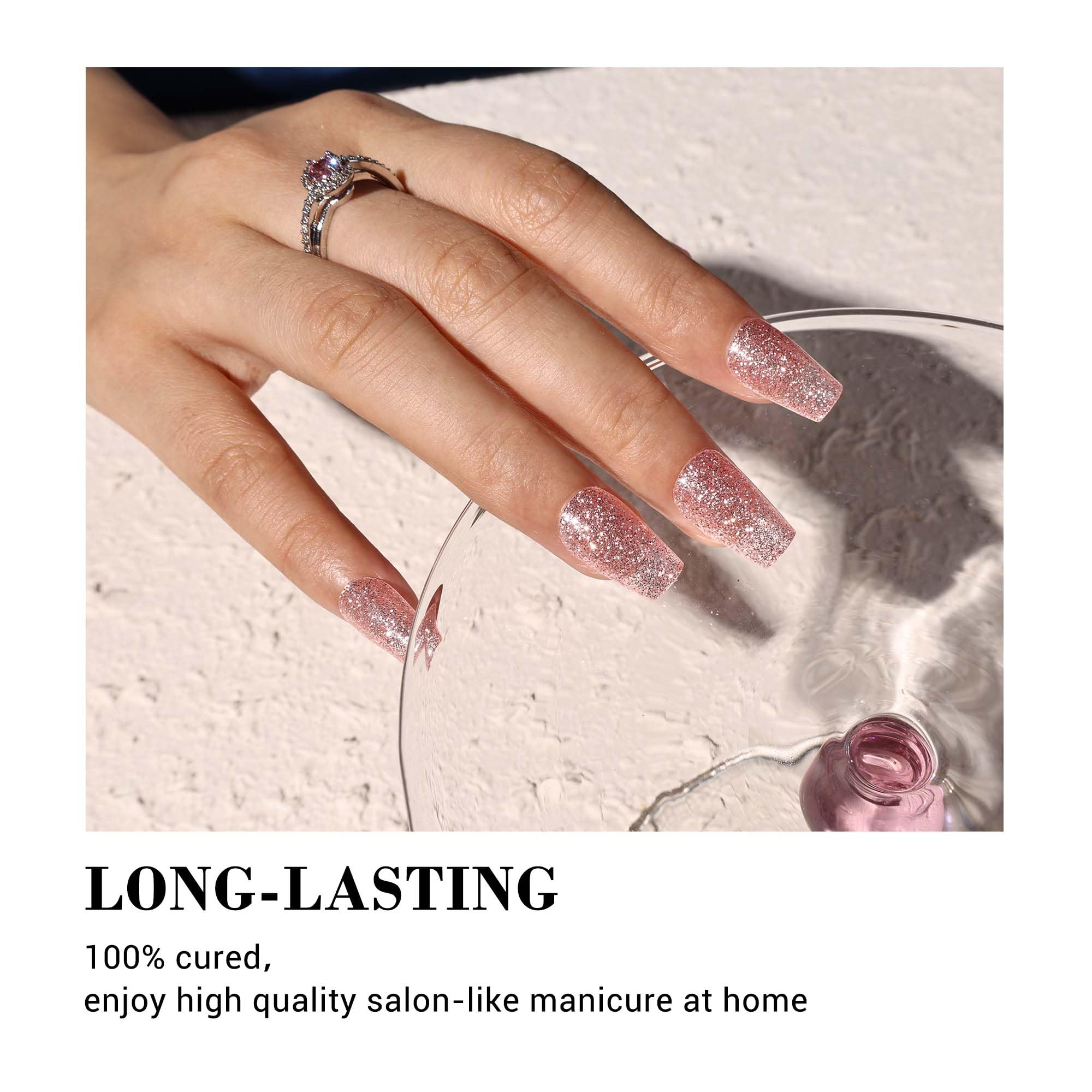 Melodysusie Semi Cured Gel Nail Strips (Incredibly Pink Shine)- Works With Nail Lamp, Salon-Quality, Long Lasting, Easy To Apply
