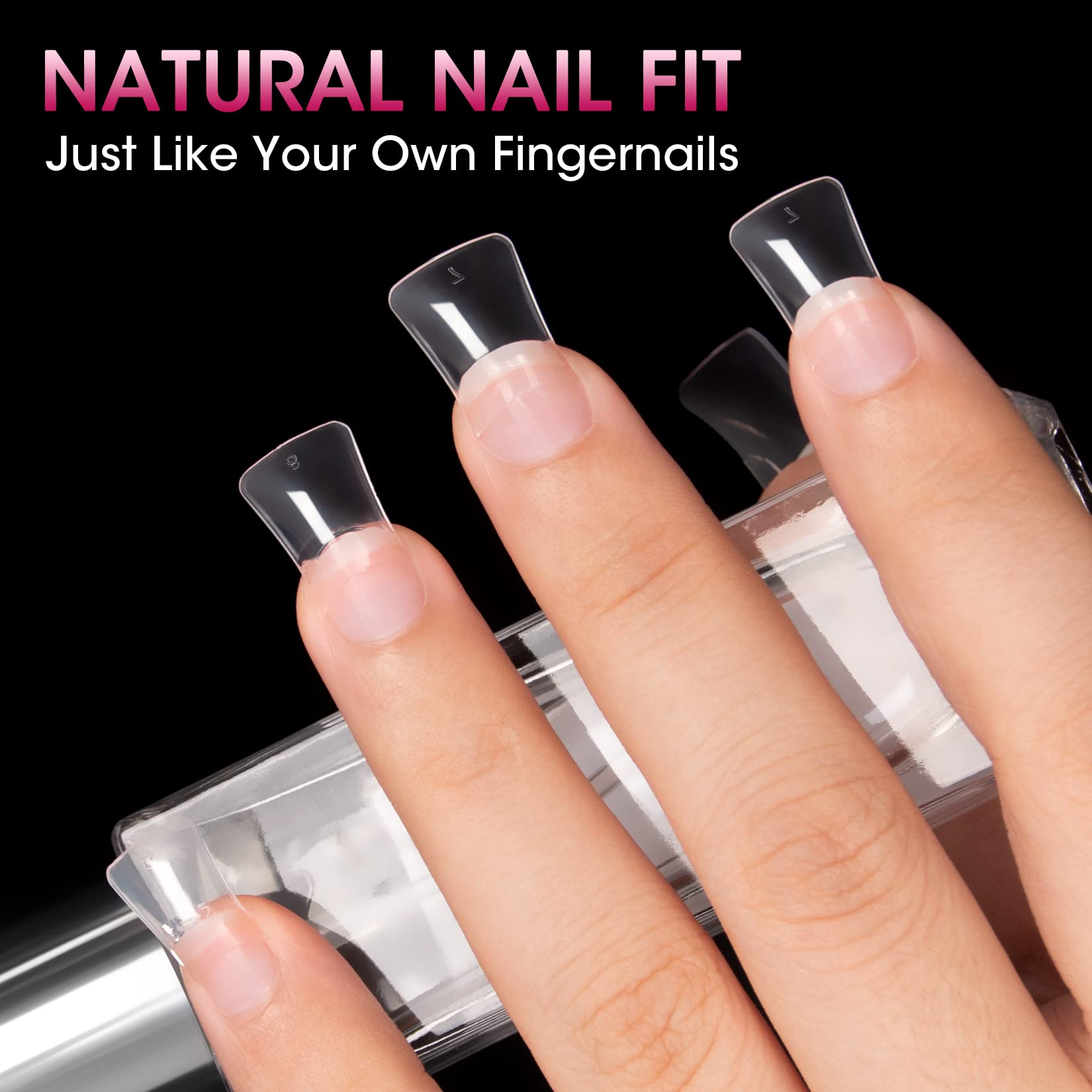 krofaue Duck Nail Tips - 240pcs Clear Soft Gel Curved Half Cover Nails - Plastic French Style with Box - Perfect for Nail Salon