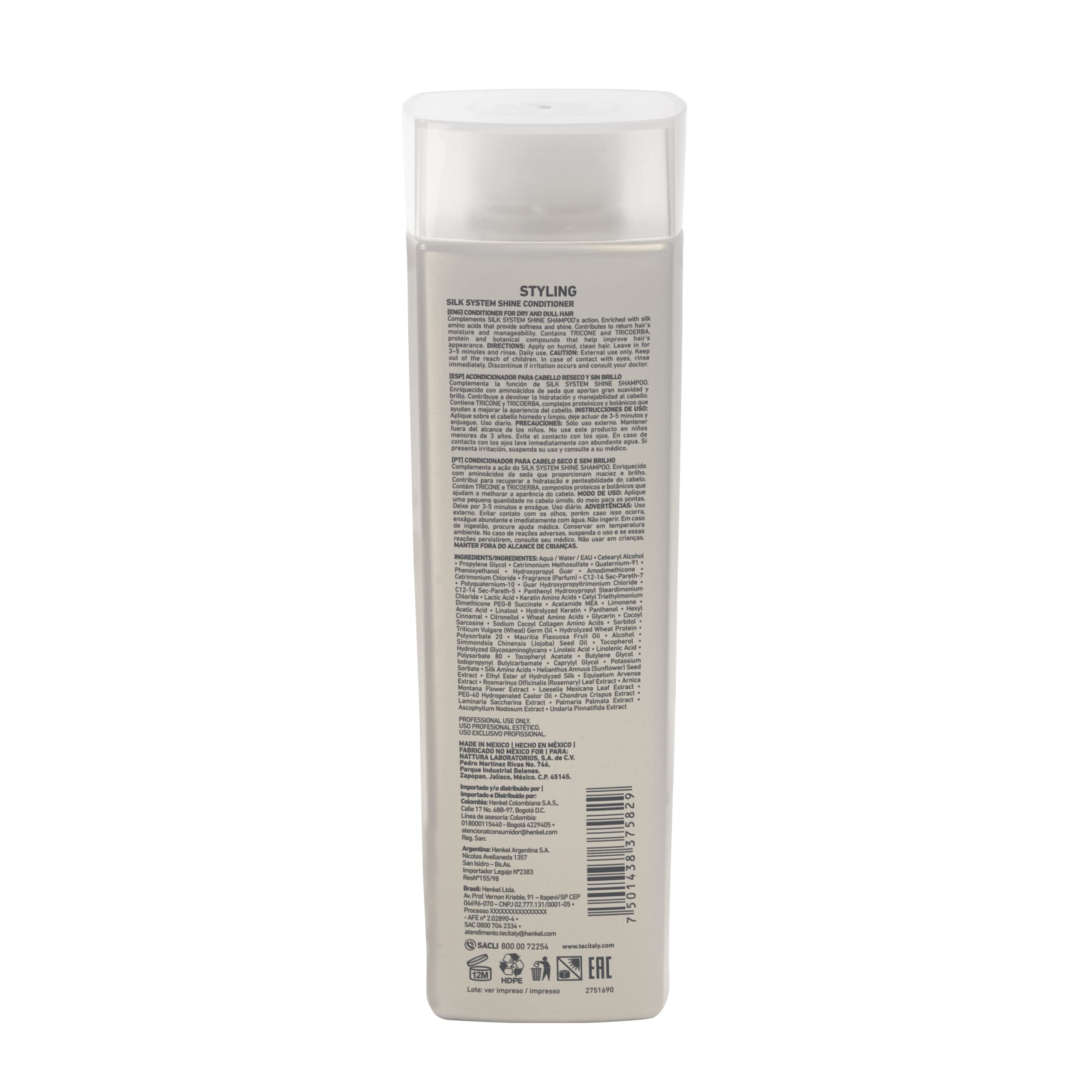 Silk System Shine Conditioner Tec Italy For Unisex 10.1 Ounce Leaving Hair Glossy Hydrated Silky