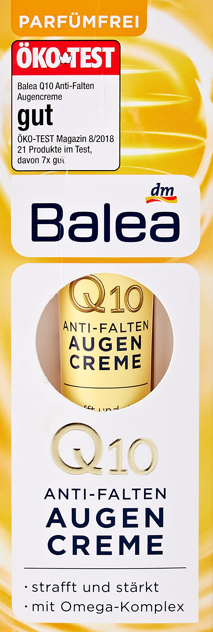 Anti-Wrinkle Eye Cream Q10 with Omega Complex - Perfume-free, PEG-free, Vegan, Not Tested on Animals - 15 ml by Balea