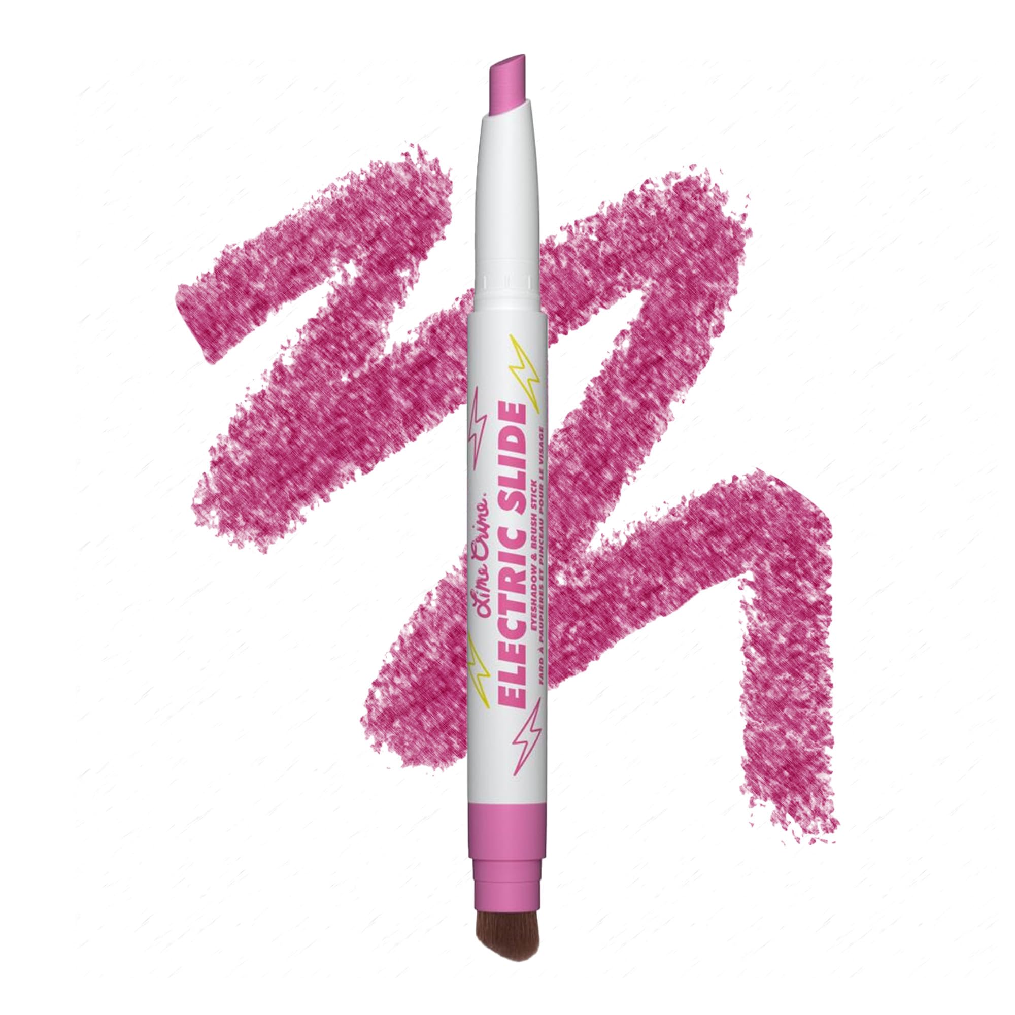 Lime Crime Electric Slide Eyeshadow & Brush Stick, DUH (Metallic Magenta) - Lightweight 2-in-1 Eyeshadow Smudge Stick with Angle