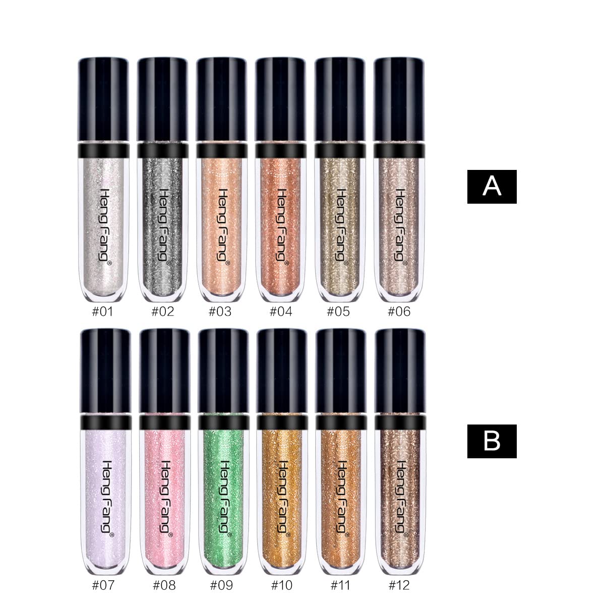 Lamuseland Glitter Liquid Eyeshadow, 6 Colors/Set Shimmer Metallic Shiny High Pigmented Eyeshadow Pencil Set, Long Lasting Water