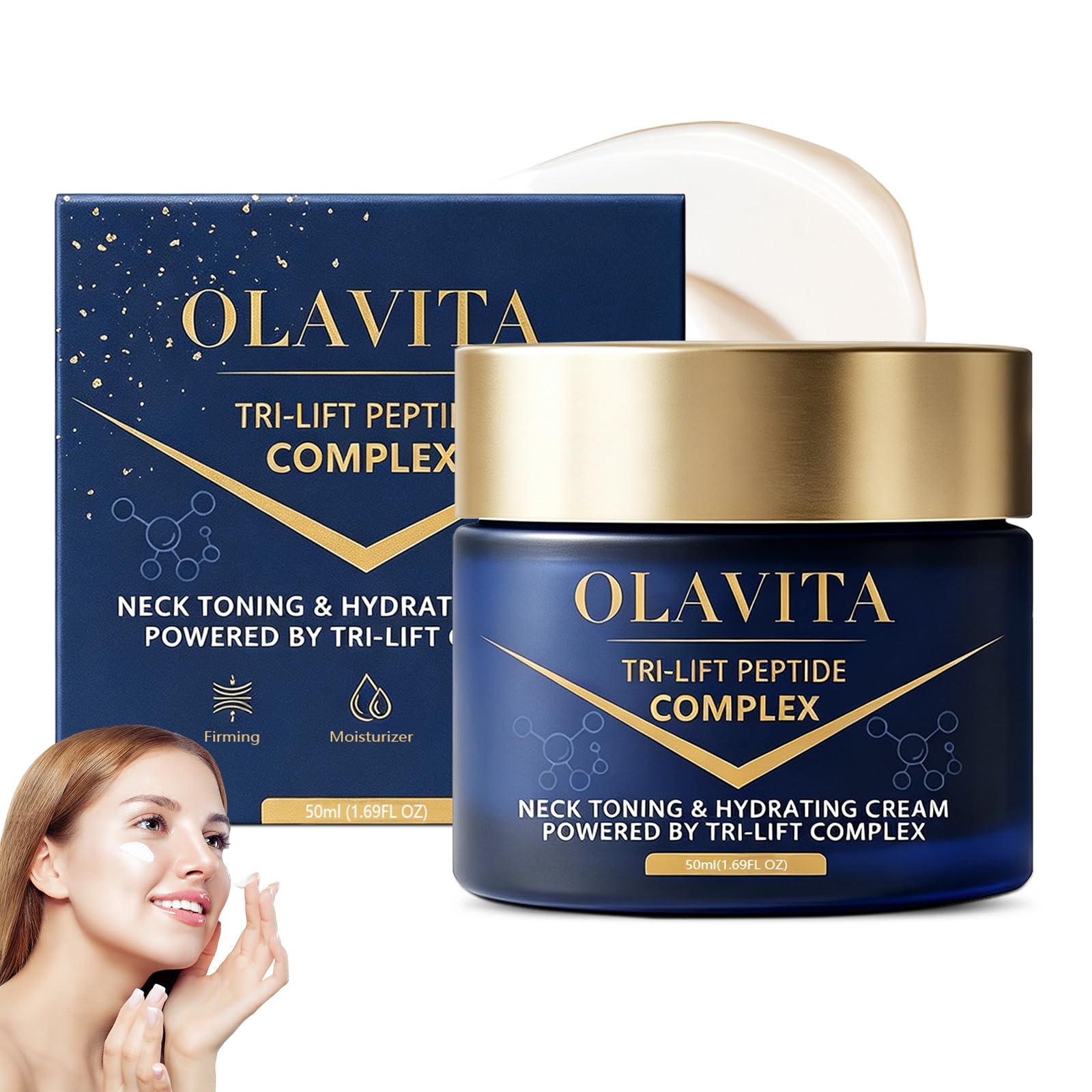 jmtlzo Olavita TriLift Peptide Complex Cream, AntiAging Peptide Moisturizer, Firming Neck Cream for Wrinkles & Fine Lines, Ela