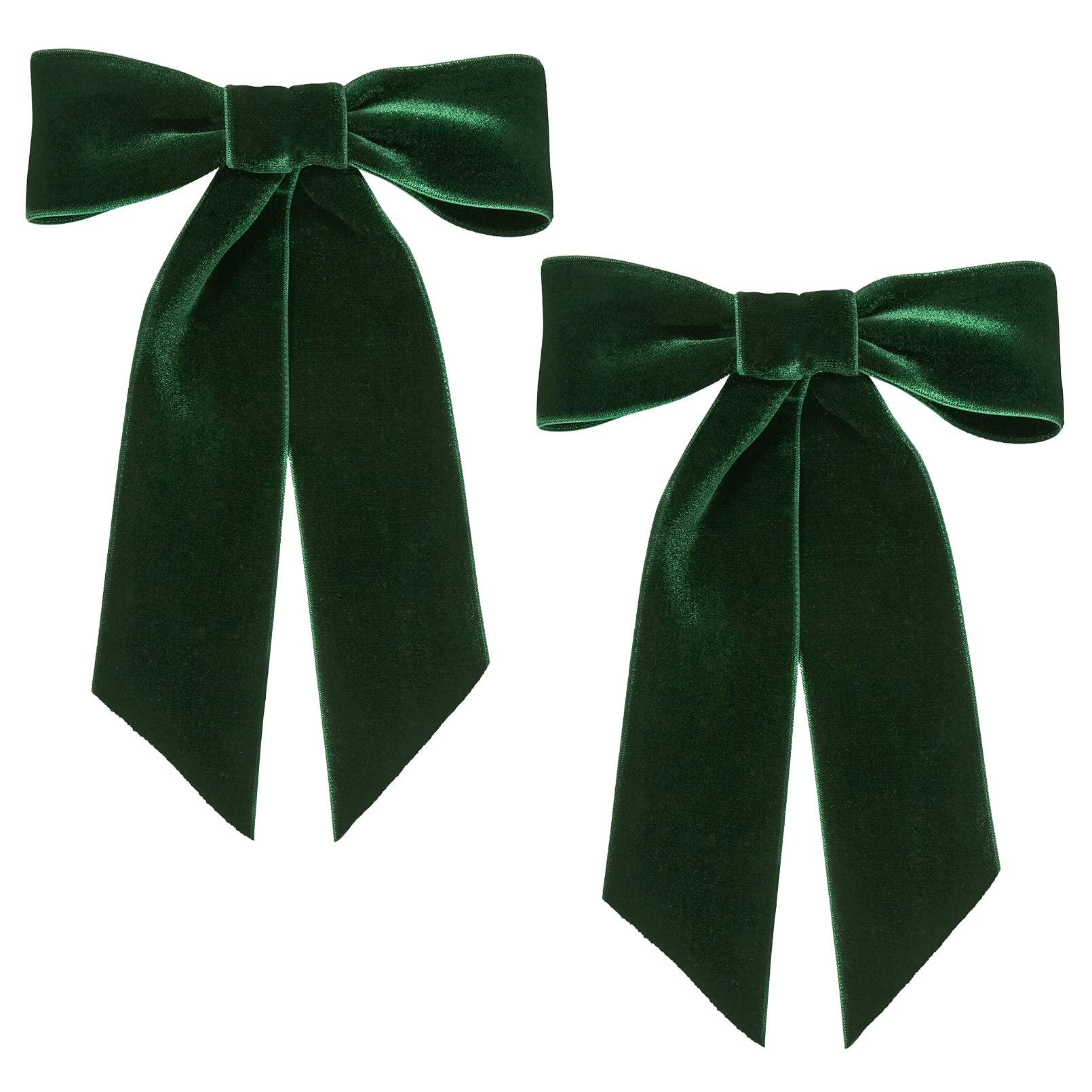 2Pcs Green Velvet Hair Bows Hair Clips 5'' Big Fall Alligator Clips Hair Accessories For Women Girls Toddlers Kids