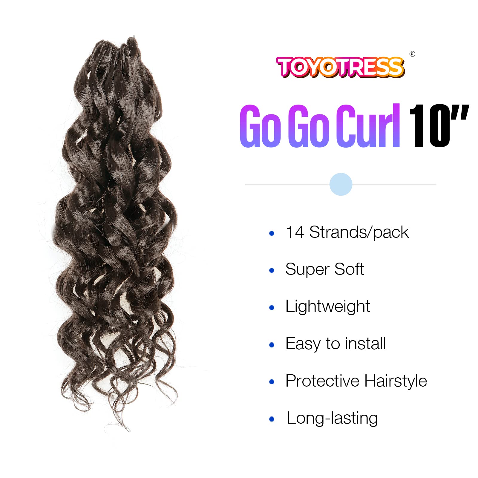 Toyotress Beach Curl Crochet Hair - 10 Inch 8 Packs Light Brown Ocean Wave Crochet Hair, Short Curly Water Wave Deep Twist Synth