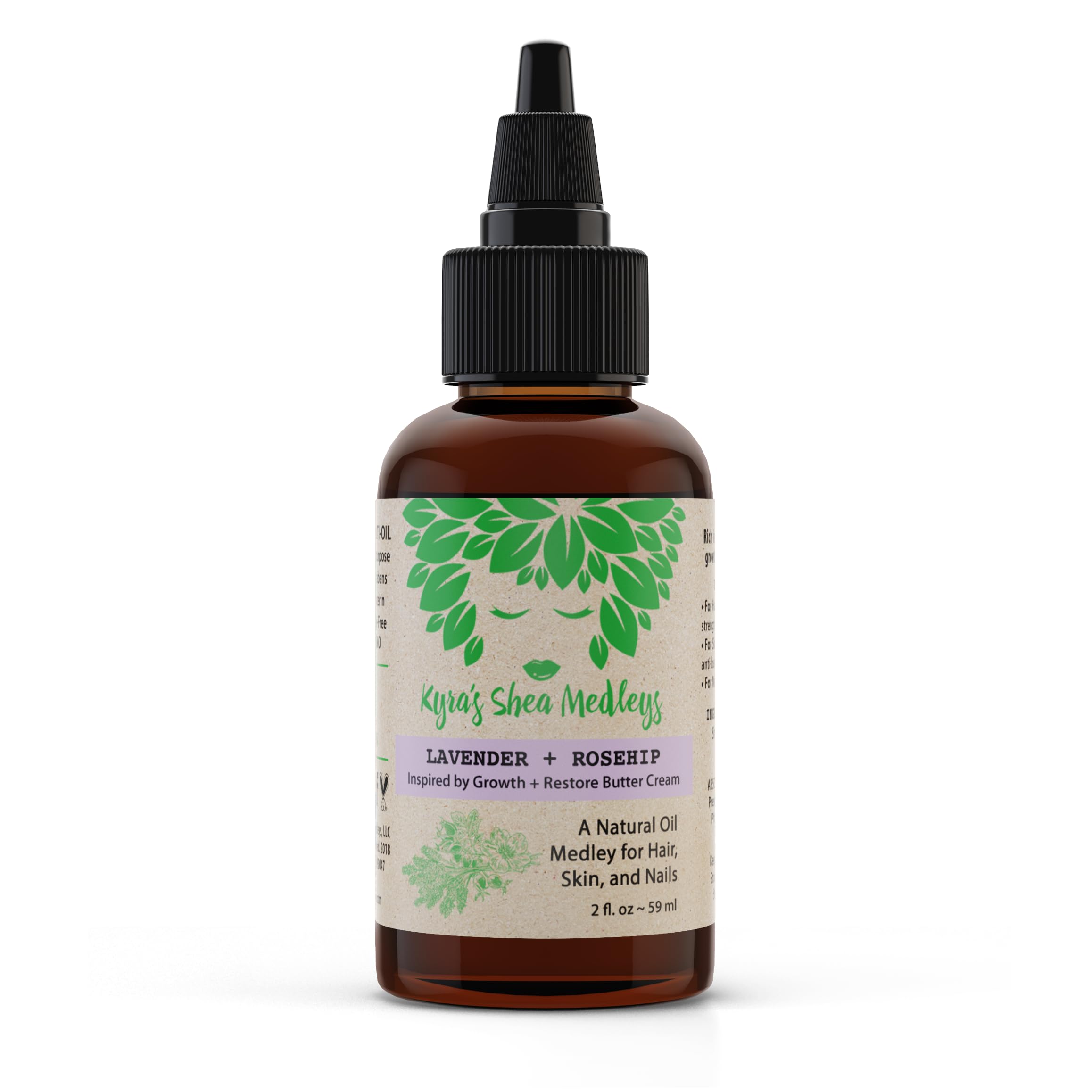 Multiuse Lavender + Rosehip Oil Medley For Face, Body, And Hair - Natural Rosehip Oil, Lavender Essential Oil, And Vitamin E - S