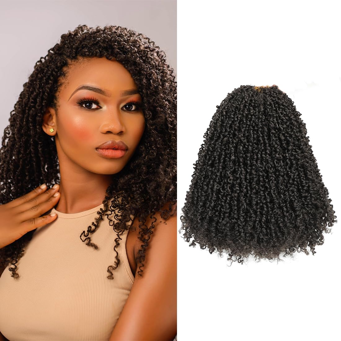 Youngther 12 Inch Brown Crochet Yanky twist hair 6 Pack Pre-Twisted Fluffy Short Passion Twist crochet hair for black women Soft