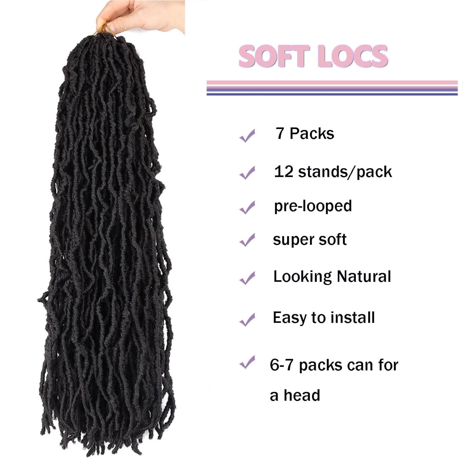 Lmzim 26 Inch Soft Locs Crochet Hair 7 Packs Faux Locs Crochet Hair Pre Looped Goddess Locs Crochet Braids Hair For Black Women