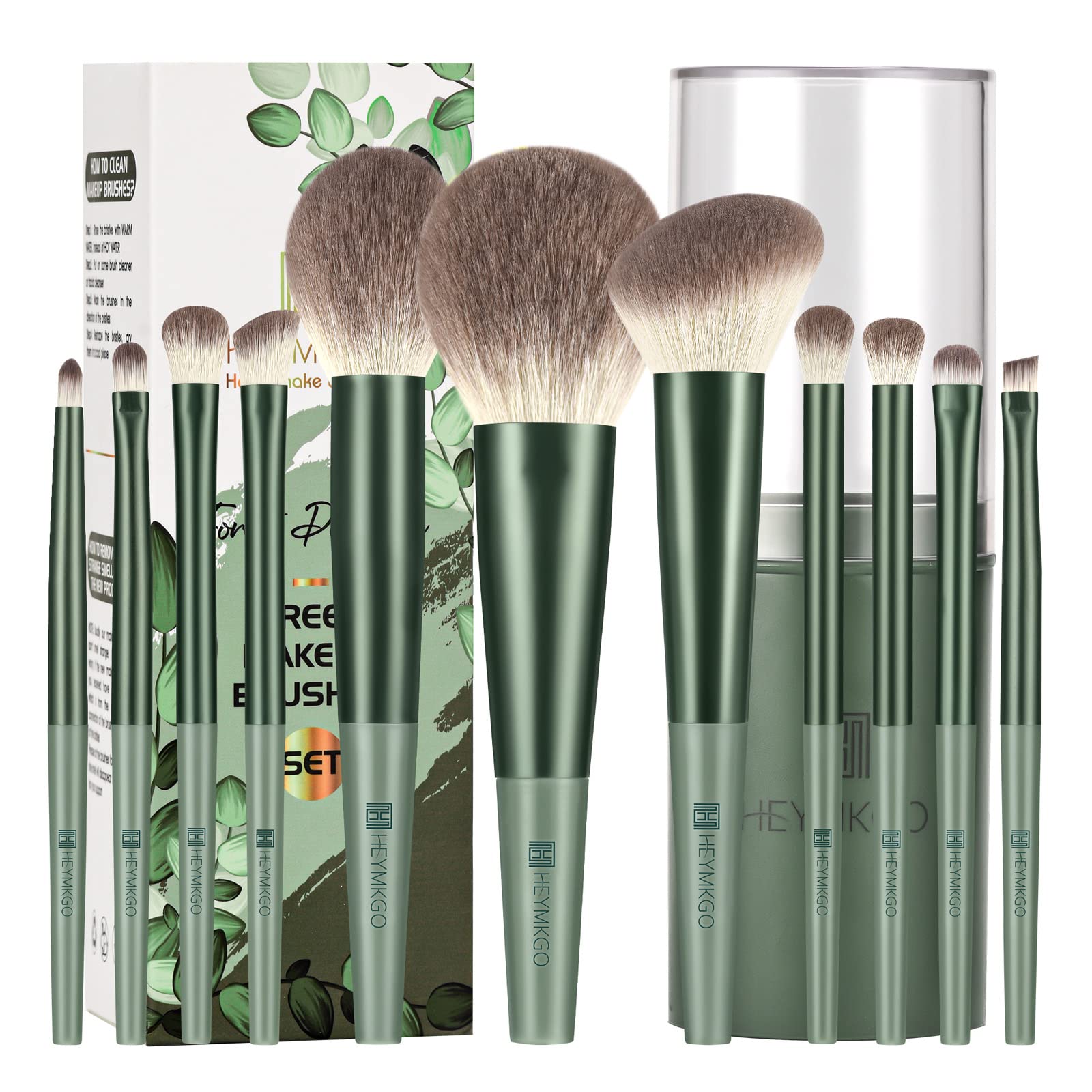 Makeup Brushes Set, Heymkgo 11Pcs Makeup Brush Set Premium Synthetic Bristles Conical Handle Kabuki Foundation Face Eyeshadow Br