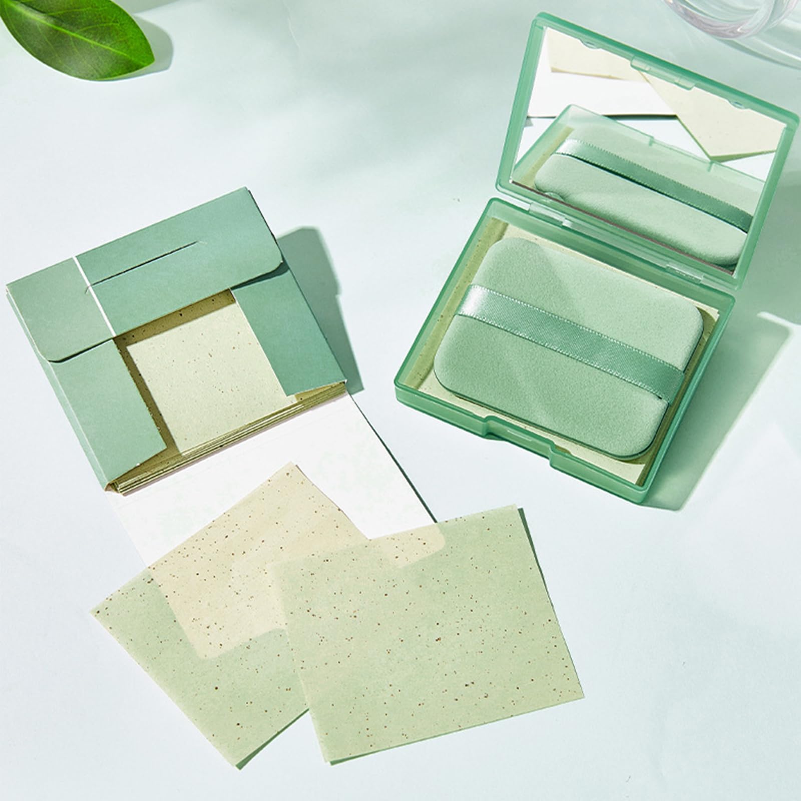 LuckyOpt 200 Oil Blotting Sheets for Face, Portable Oil Control Film with Mirror & Puff Not Destroy Base Makeup Face Oil Absorbi