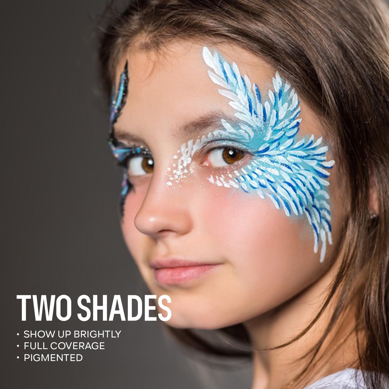 Freeorr Blue Face Body Paint Makeup Foundation 30G, Water Activated Dark/Baby Blue Cream To Powder Face Body Paint Makeup For Ha