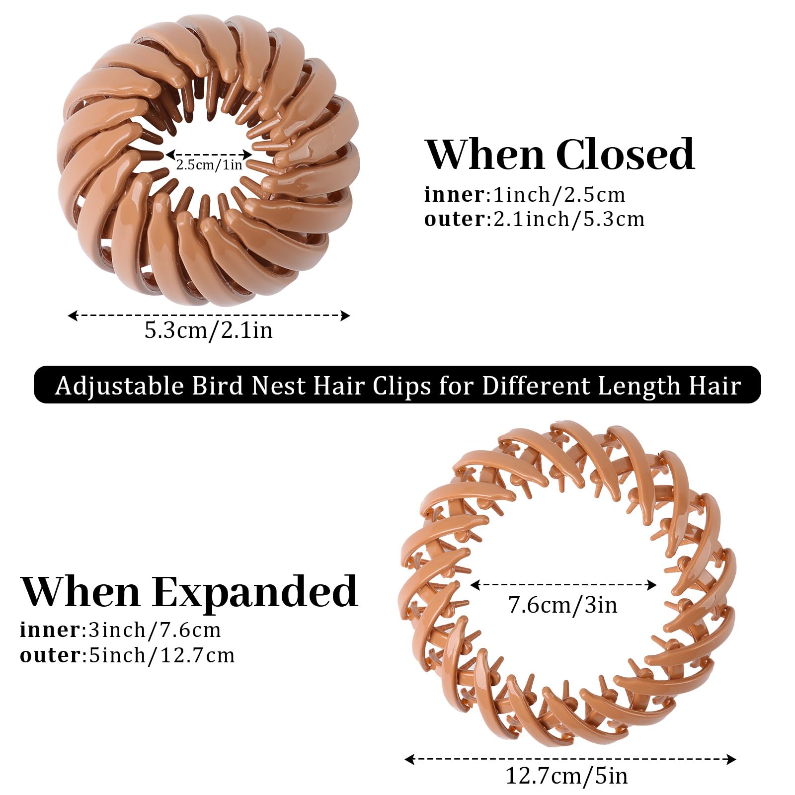 6Pcs Bird Nest Magic Hair Clips Hair Nest For Bun Strong Ponytail Holders For Women Girls (Glossy Transparent Jelly, Large)