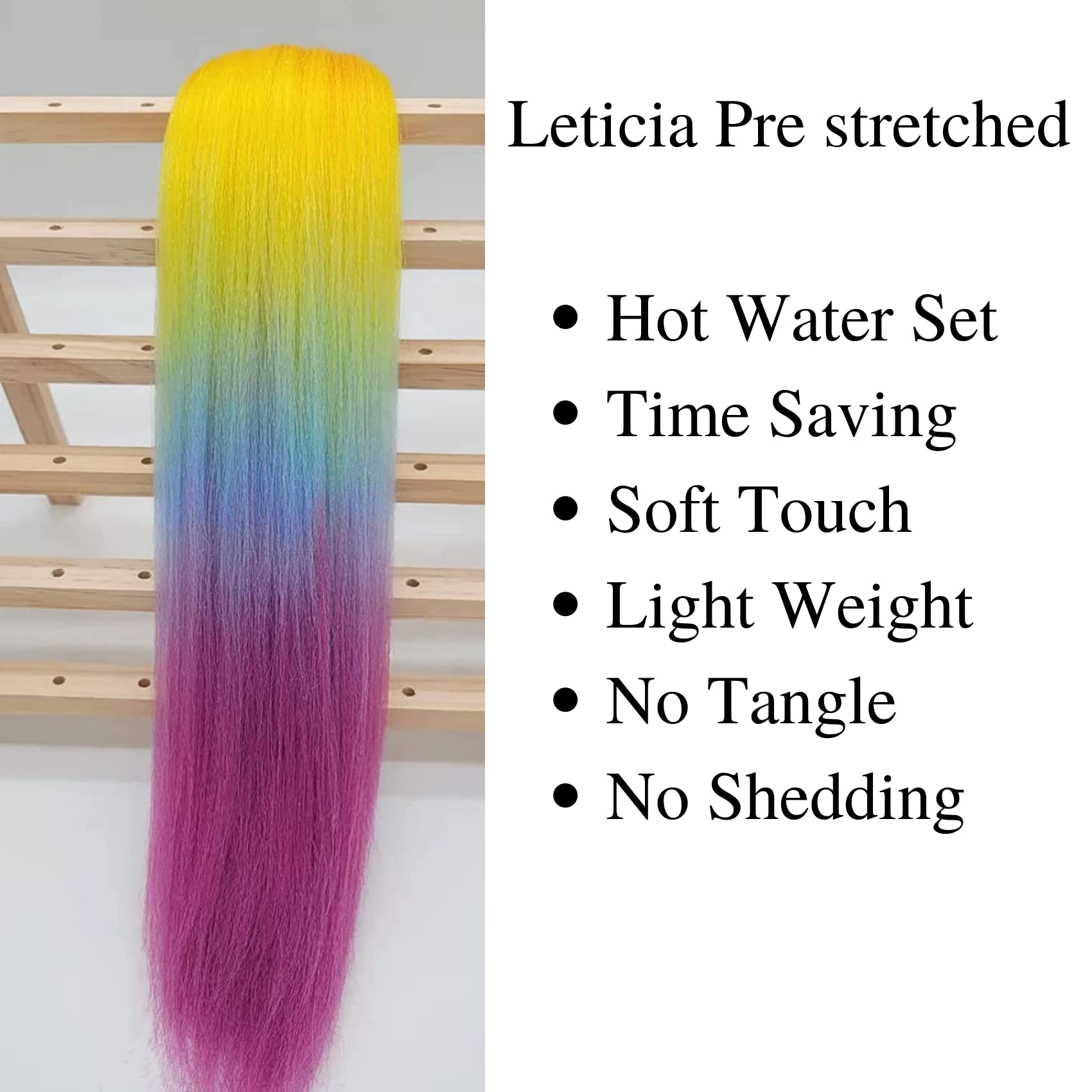 Leticia Rainbow Braiding Hair Pre Stretched Human Braiding Hair Rainbow Kanekalon Braiding Hair Extensions