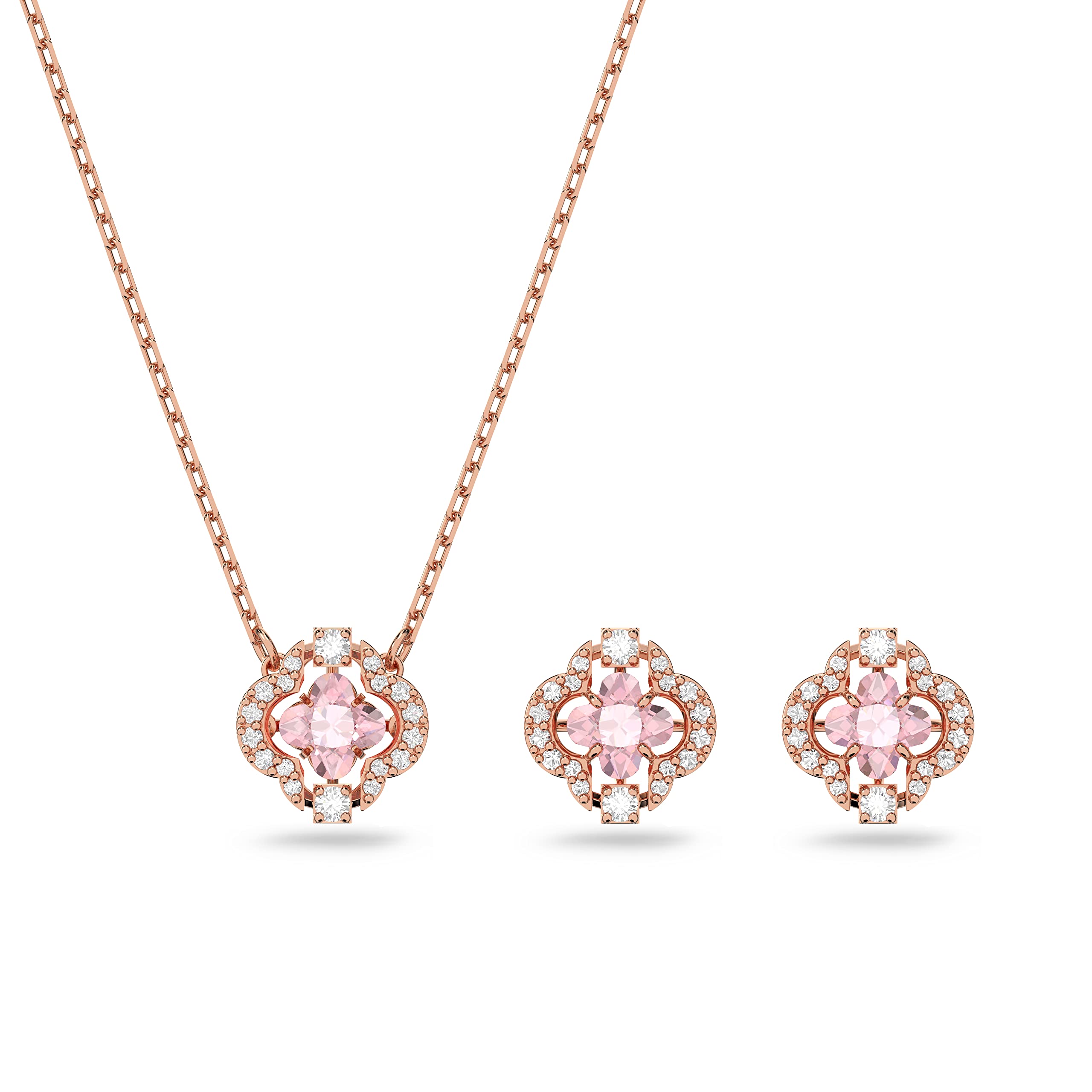 Swarovski Una Rose Gold Tone Plated And Zirconia Necklace And Earrings Set 5516488 For Women