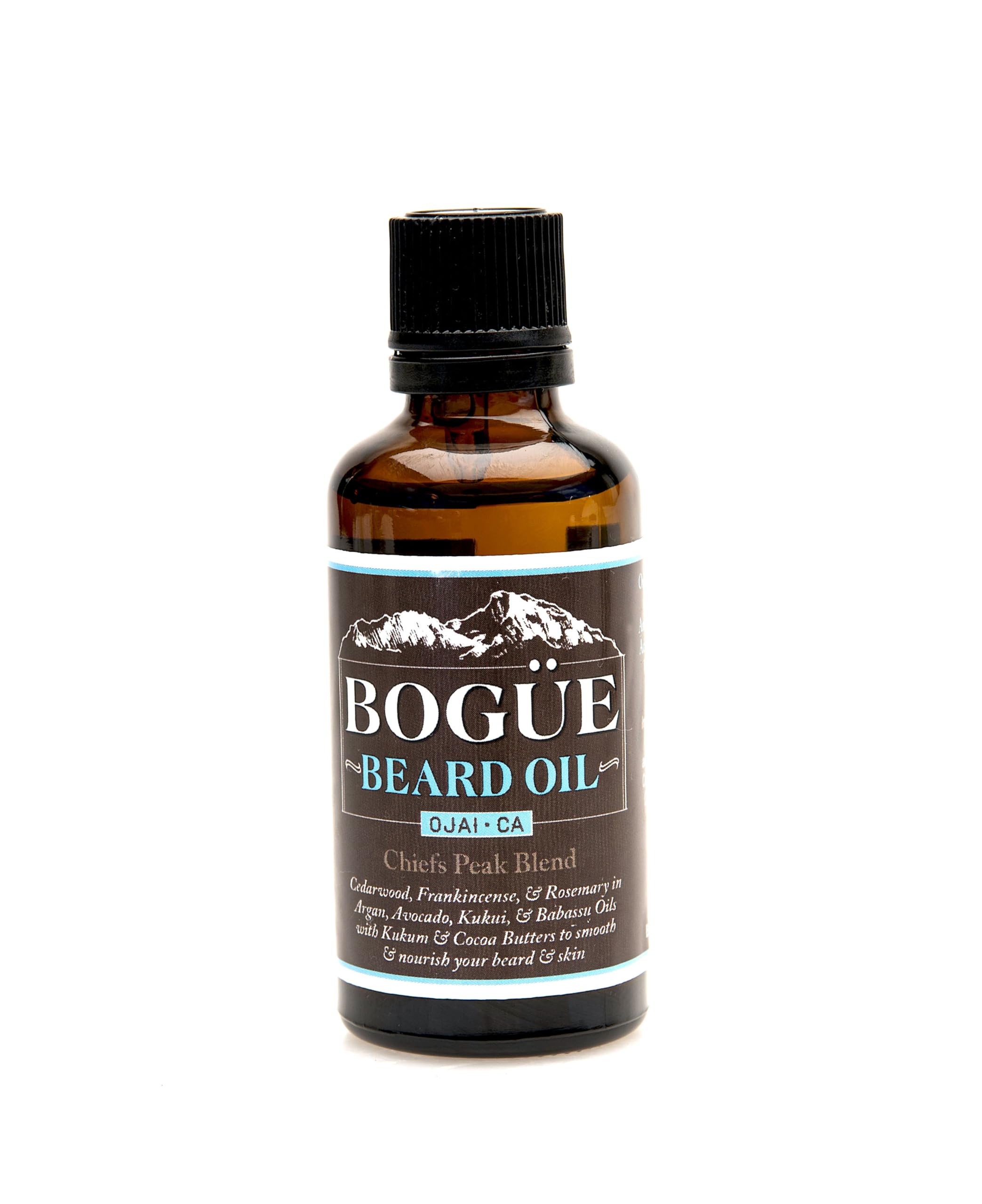 BEARD OIL BOGUE Chiefs Peak Blend Cedarwood, Frankincense, & Rosemary with Argan, Avocado, Vitamin E and Pumpkinseed Oils to Sm