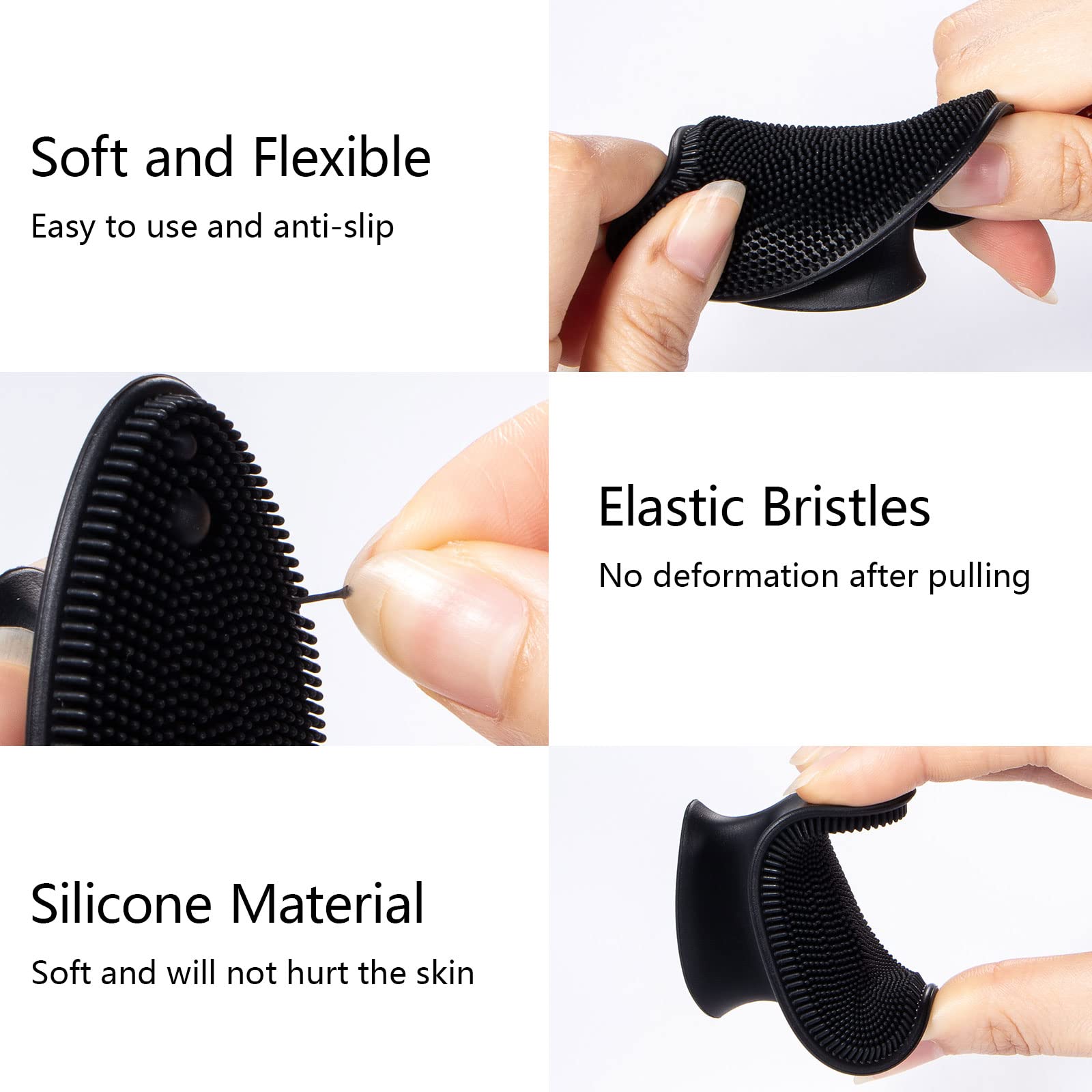 4 Pack Silicone Face Scrubber, Beomeen Facial Cleansing Brush Soft Silicone Facial Exfoliation And Massage Brush Blackhead Scrub