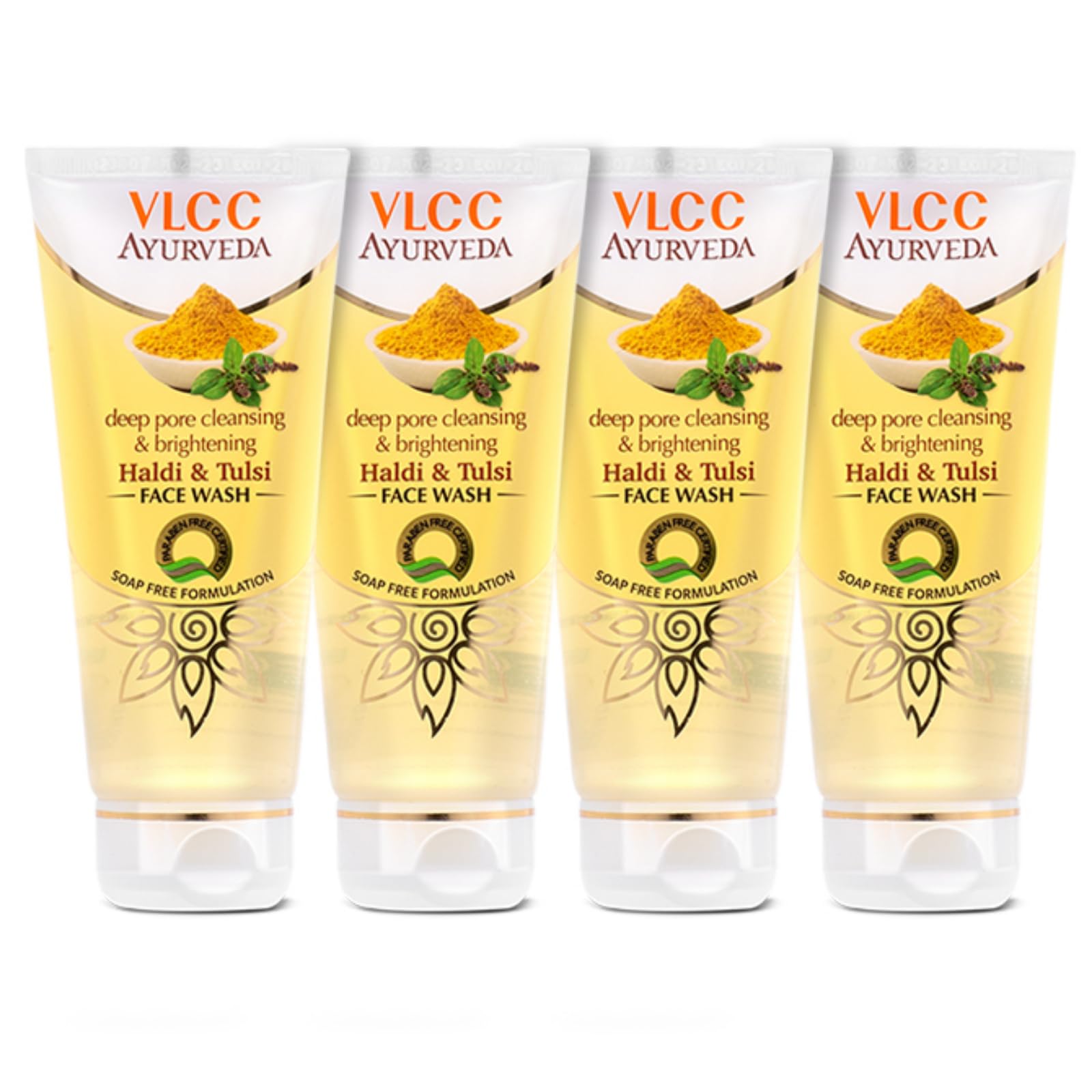 Vlcc Ayurveda Deep Pore Cleansing Haldi & Tulsi Face Wash  100Ml X 4 (Pack Of 4) | Helps Combat Acne & Pigmentation | Deep Pore