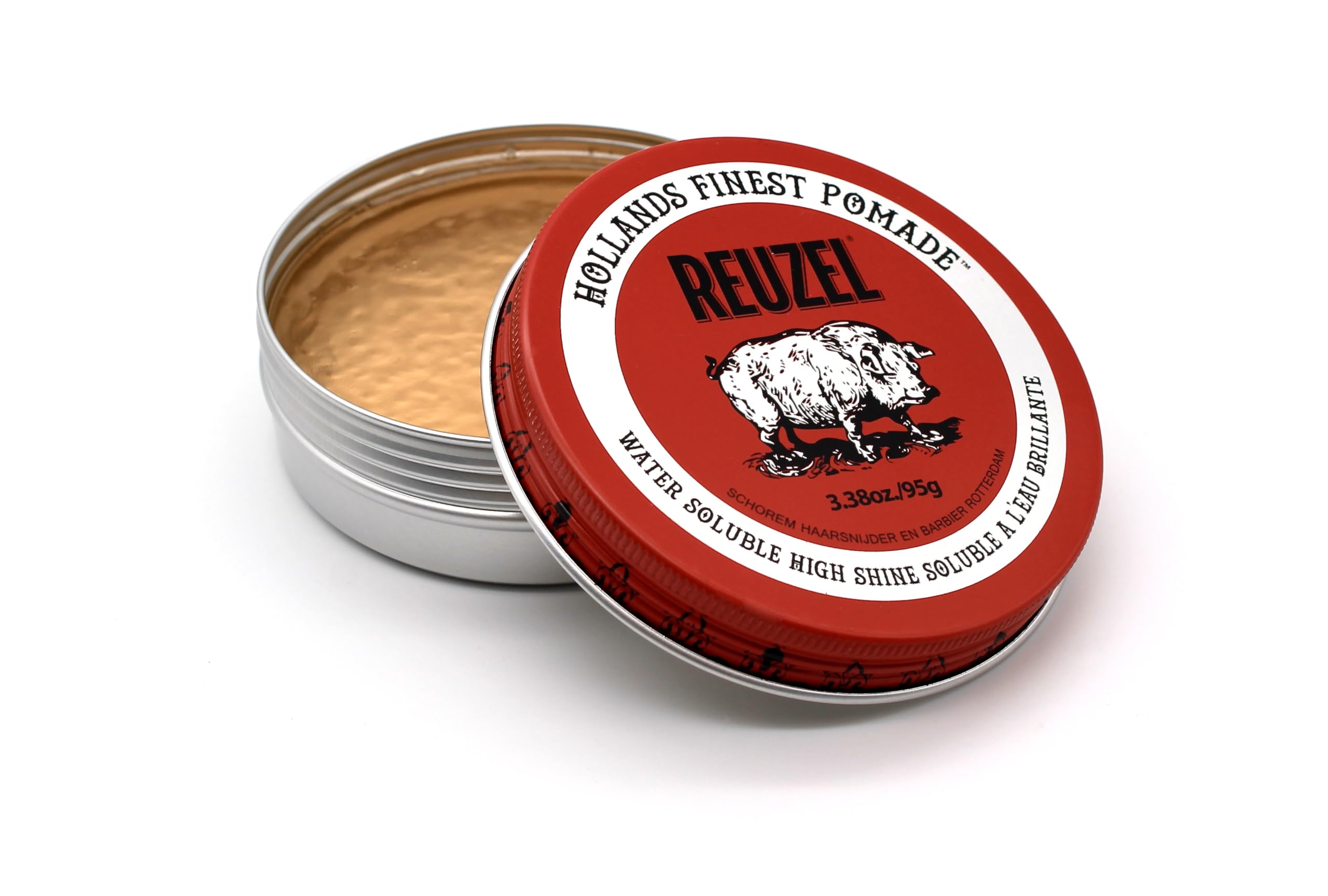 REUZEL Red Pomade, Medium All Day Hold, Water Soluble Styling, High Shine and Flake Free, Easy To Wash Out, For All Hair Types,