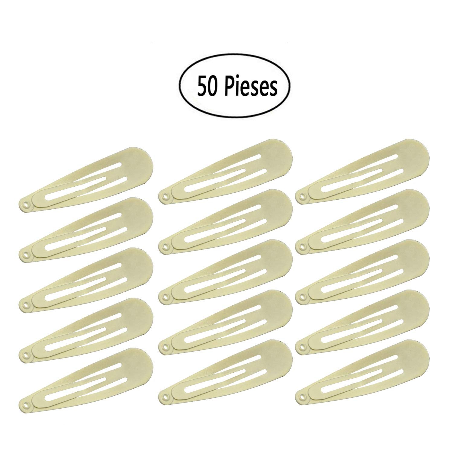 Motanar 50 Pack of Snap Hair Clips Hair Barrettes for Kids, Girls and Women, 50 mm (Beige)
