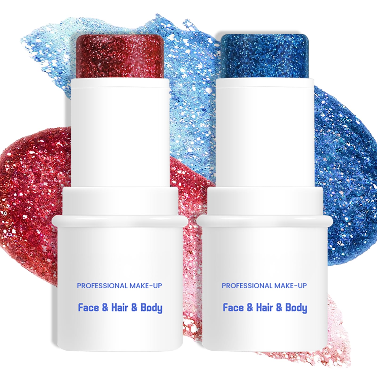 LOKFAR Body & Face Glitter Makeup Stick, Multiuse Waterproof Glitter Gel for Face Body Hair Eye Lip, Holographic Sequins Paint S