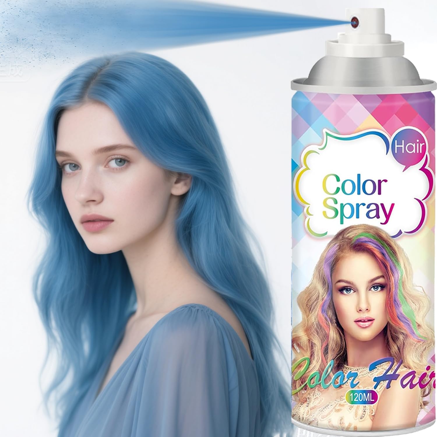 Temporary Hair Color Wax,Temporary Hair Color Spray, Natural Washable Hair Coloring Spray for Halloween, DIY Cosplay, Party,ONE