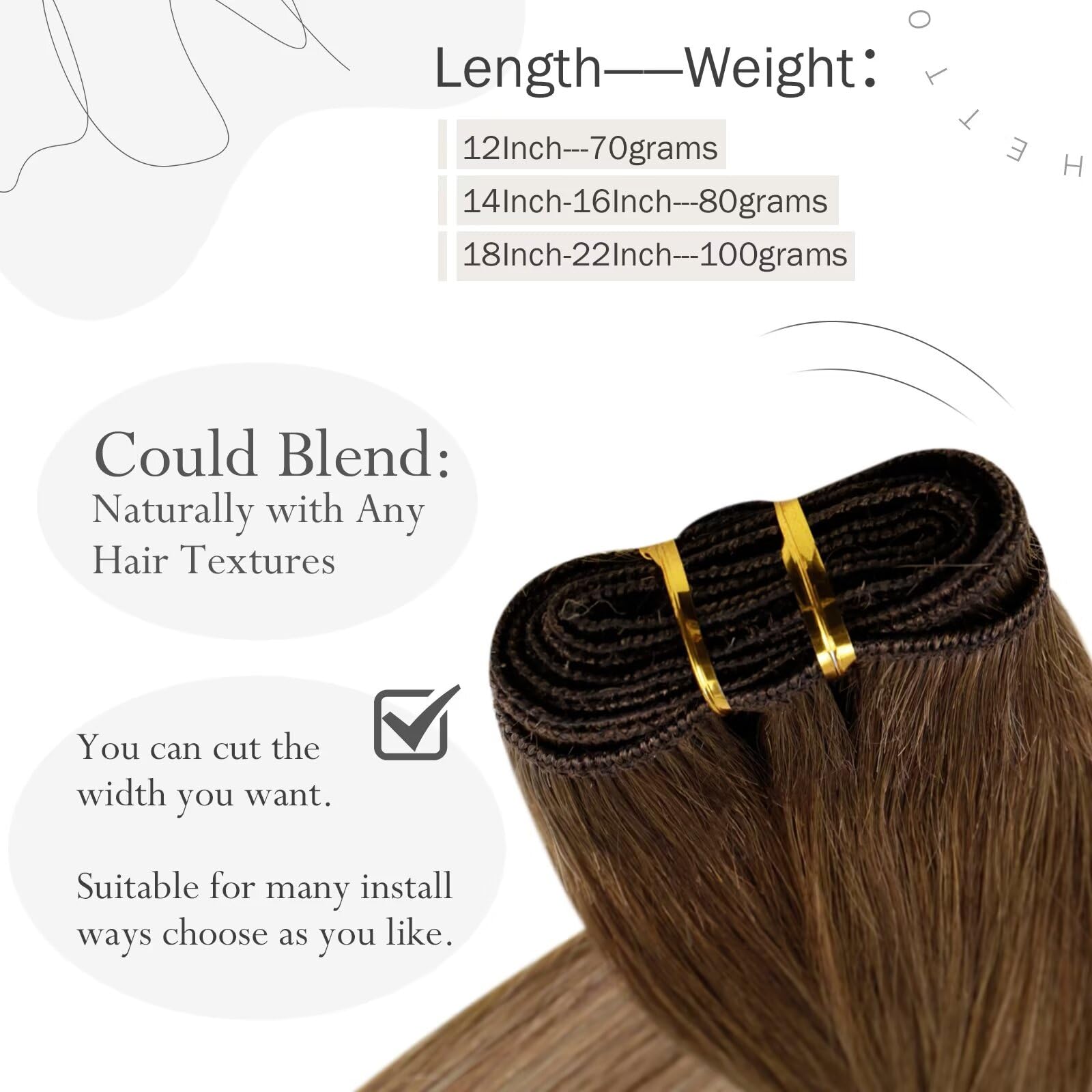 Hetto Sew In Hair Extensions Real Human Hair Weft Human Extensions Balayage Brown To Light Brown With Dark Blonde Weft Hair Exte