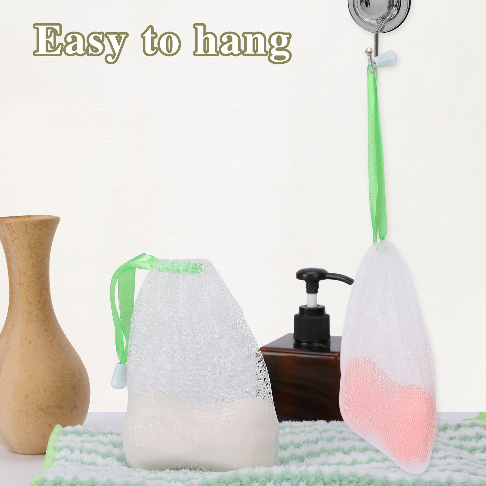 Mozeat Lens 10 Pcs Soap Bags Handmade Soap Bubble Mesh Bags Exfoliating Soap Saver Pouch Net Bags With Drawstring Body Facial Cl