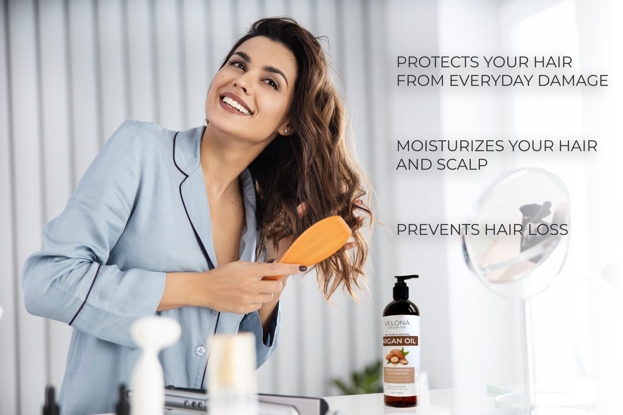 Velona Argan Oil - 16 oz, Unrefined & Cold Pressed, Stimulates Hair Growth, Skin & Nail Care, Morocco Oil