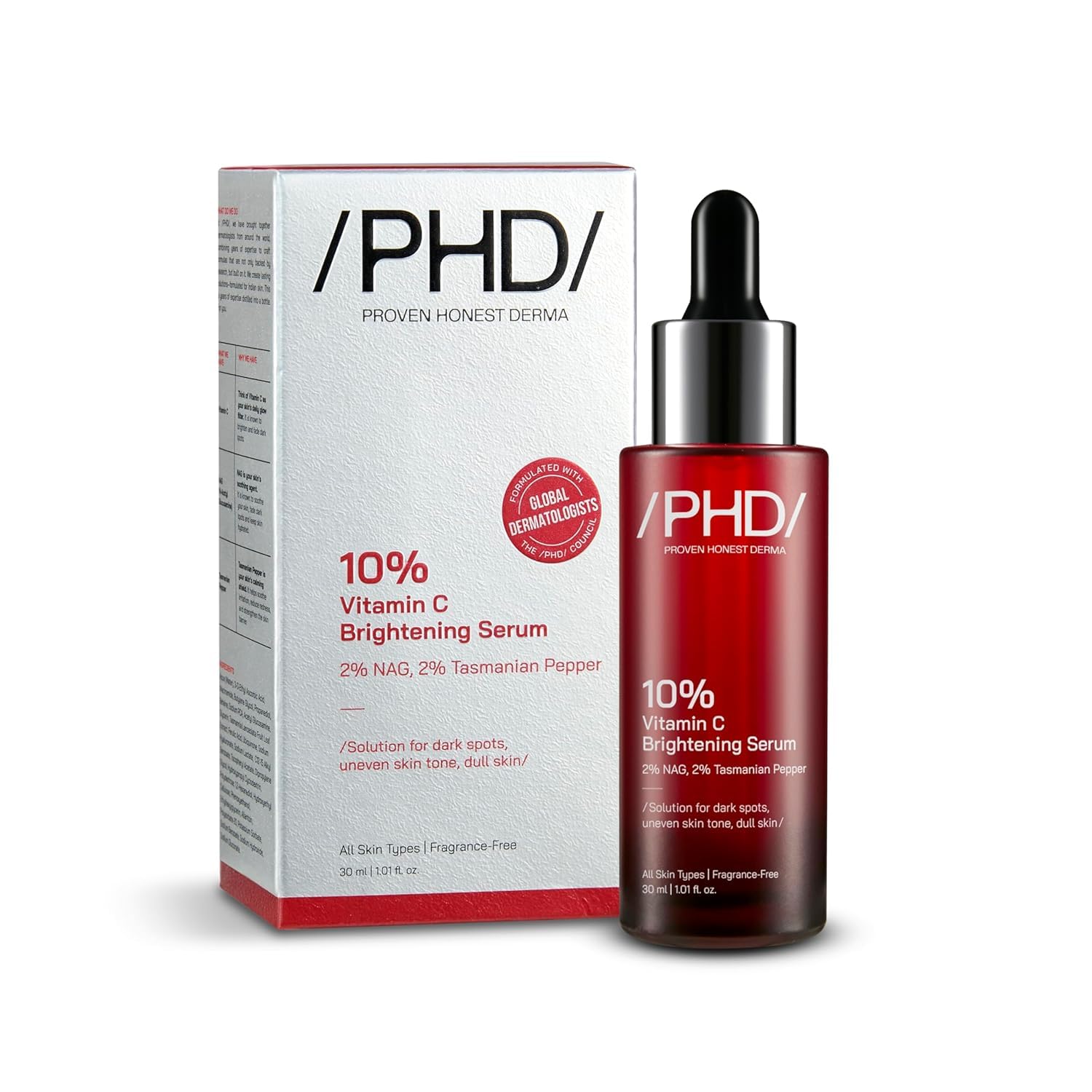 /Phd/ 10% Vitamin C Brightening Serum | For Glowing Skin, Oily Skin, Dry Skin | Dark Spots & Uneven Tone Treatment | Face Serum 