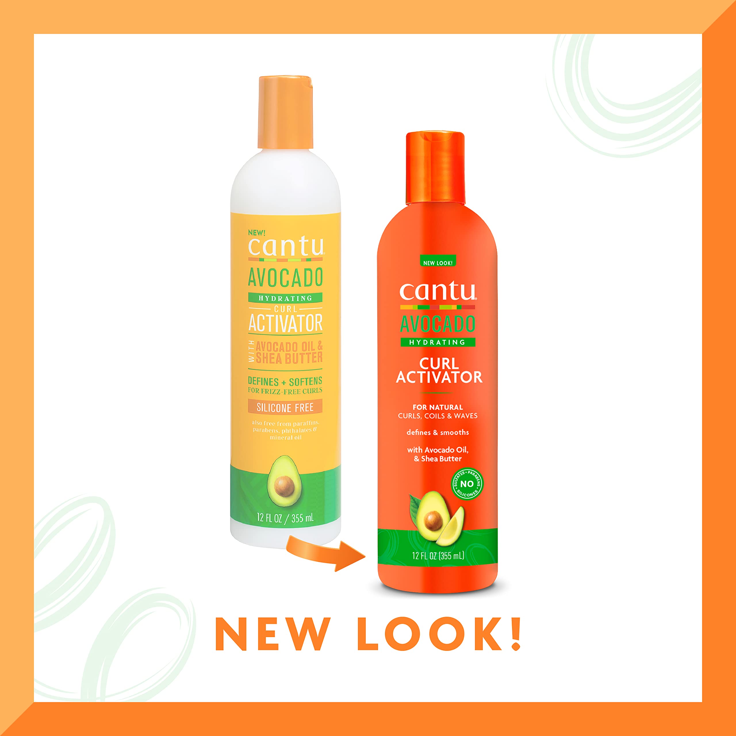 Cantu Avocado Hydrating Curl Activator Cream with Pure Shea Butter, 12 oz (Pack of 2) (Packaging May Vary)